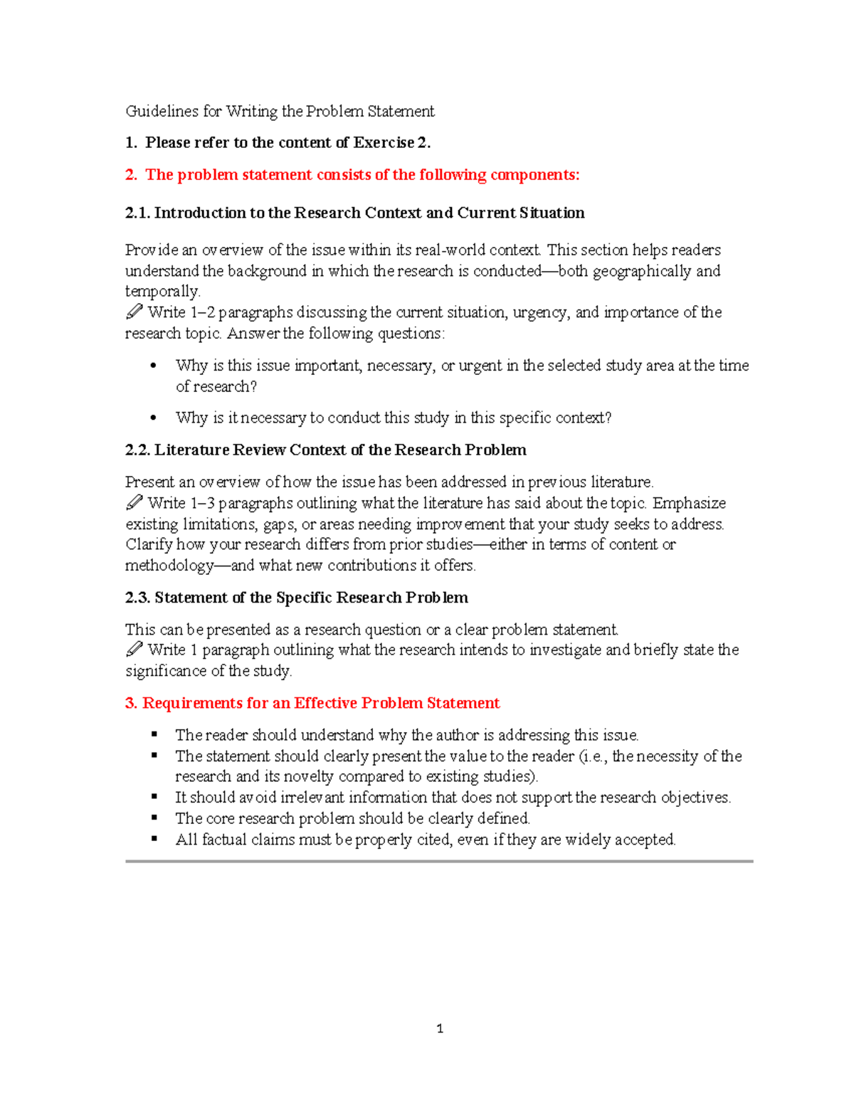 Guidelines for writing the problem statement 2025 - Studocu