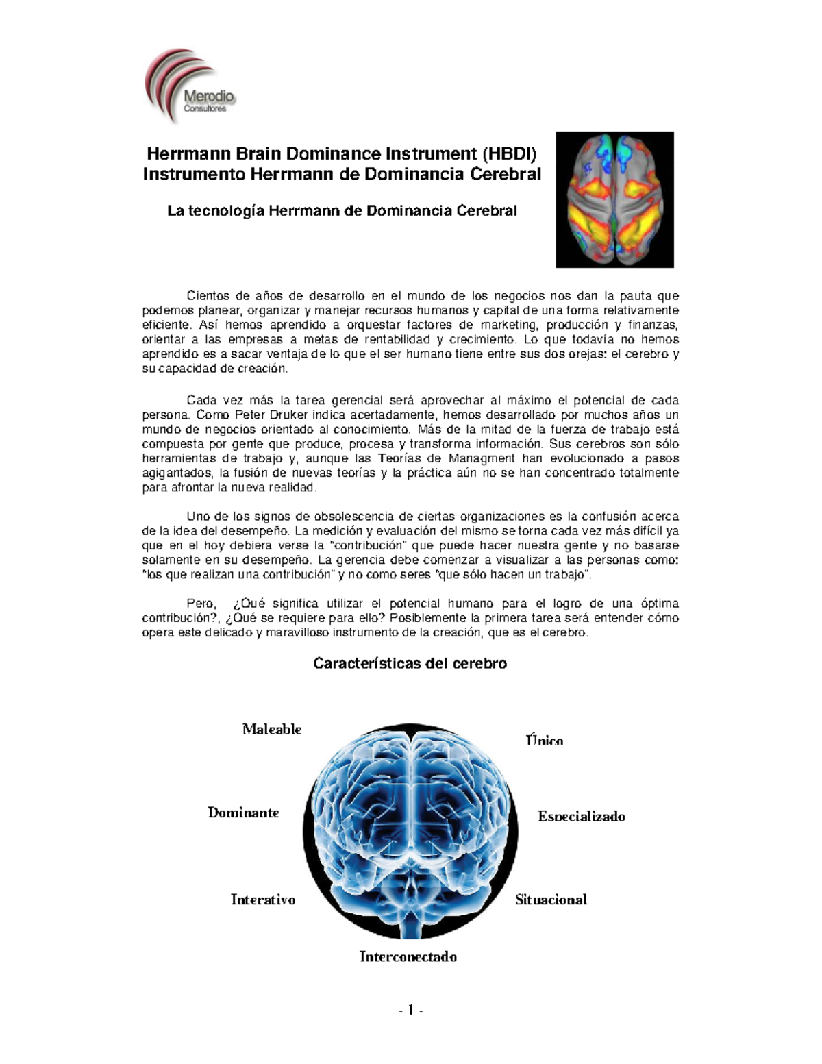 Perfil de Herrmann: Instrumento HBDI y Dominancia Cerebral - Studocu