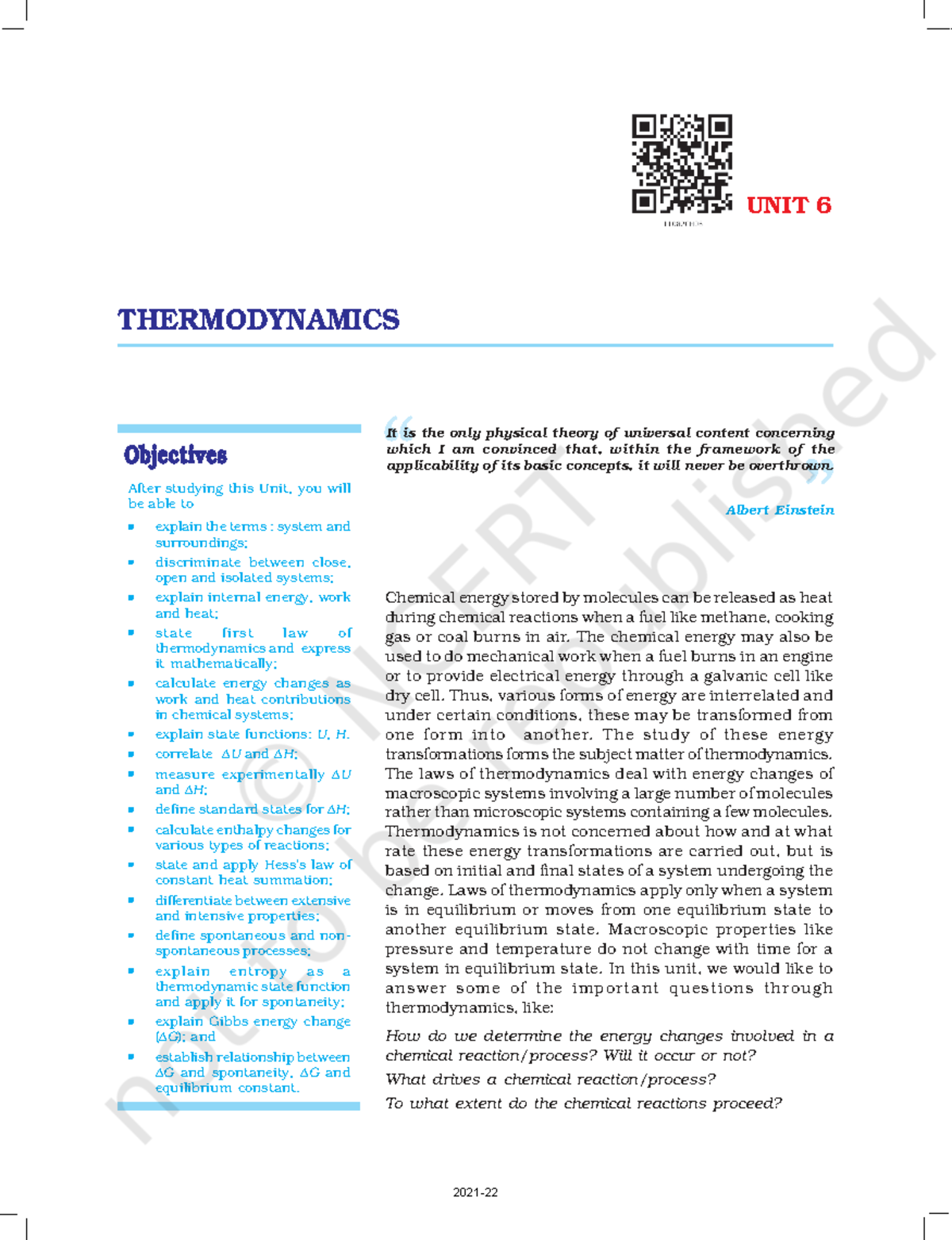160 CHEMISTRY UNIT 6: THERMODYNAMICS OVERVIEW AND KEY CONCEPTS - Studocu