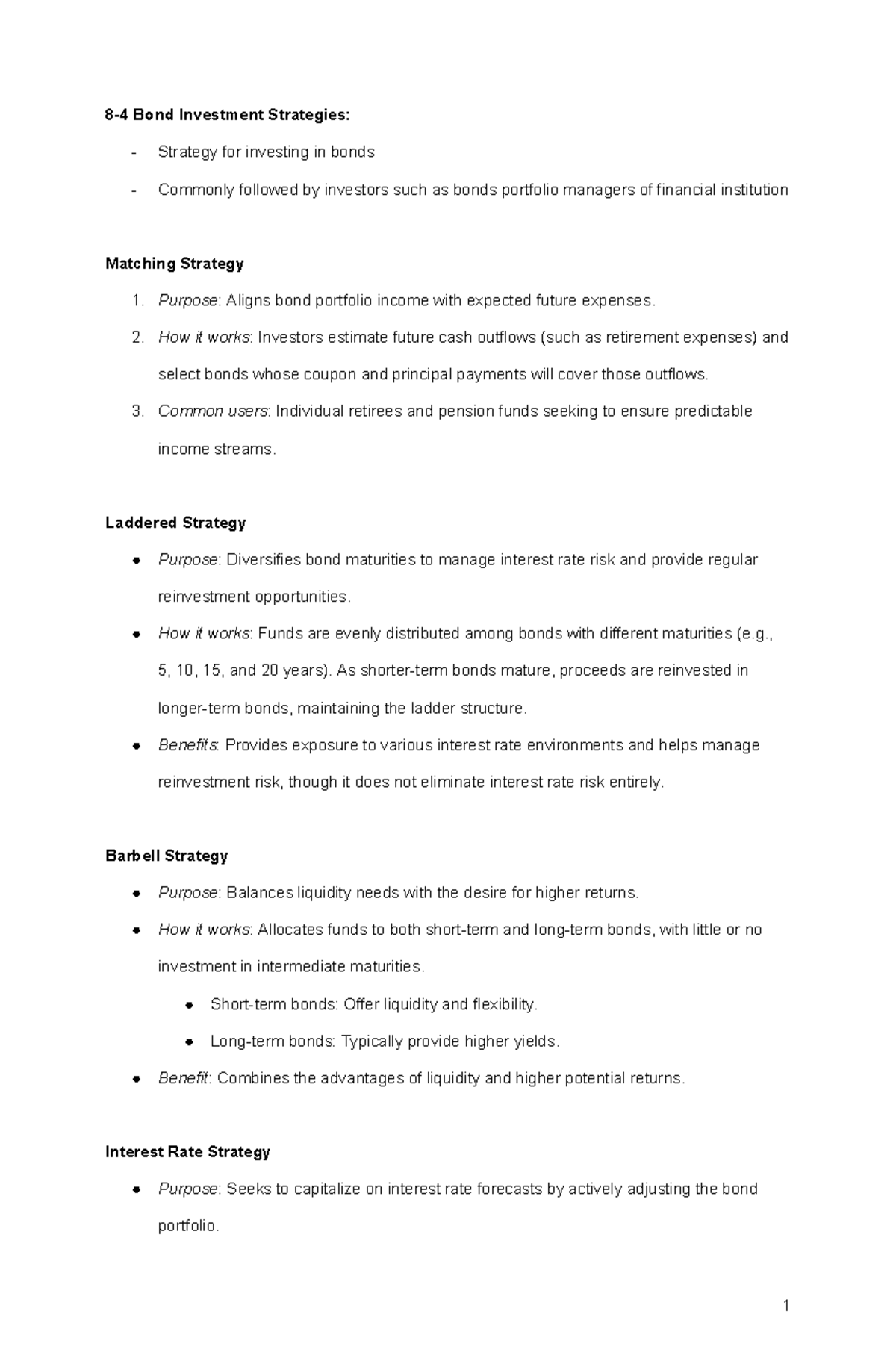 Bonds Investment Strategies: A Comprehensive Guide for Investors - Studocu