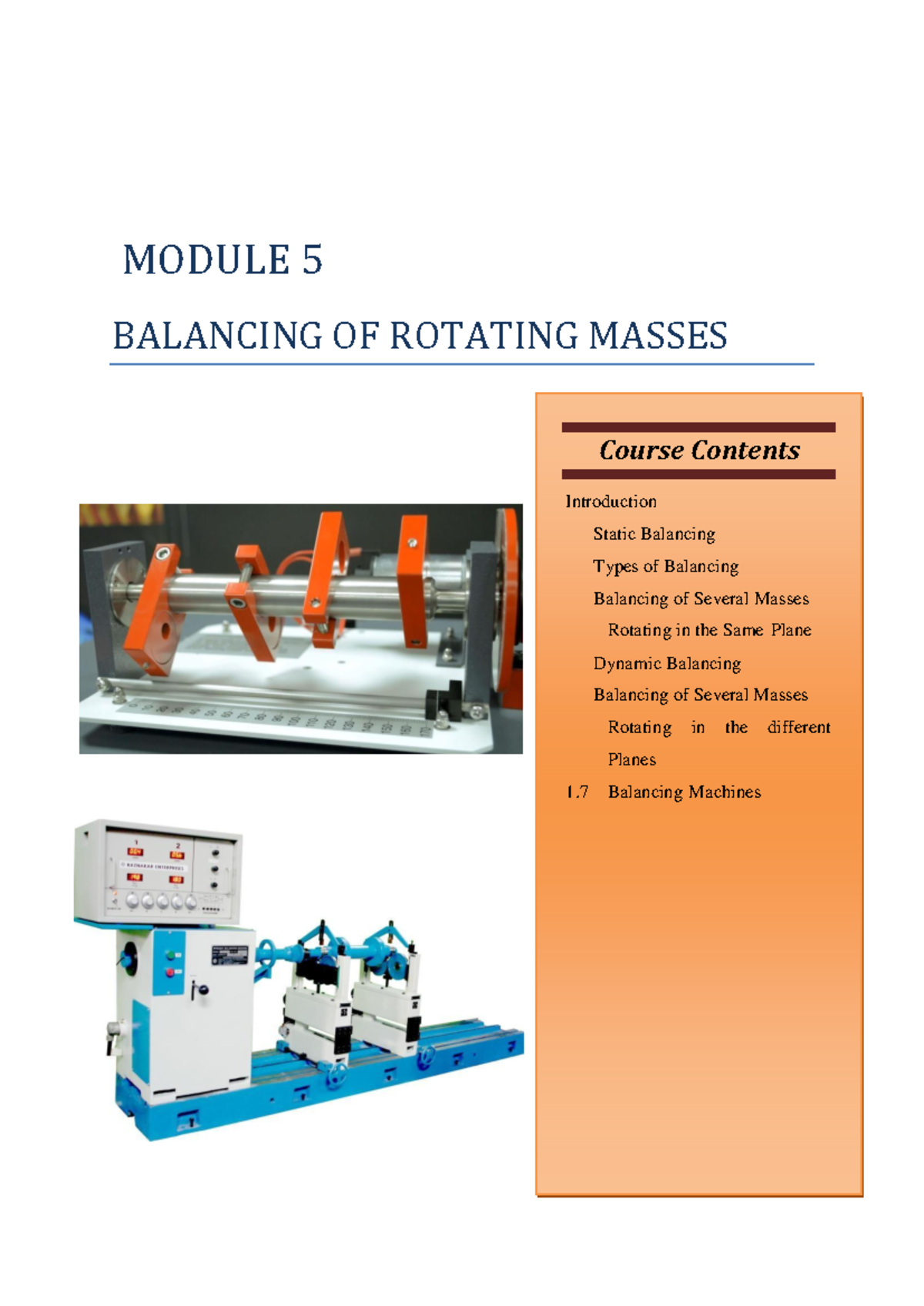 Module 5 balancing of rotating masses nm Repaired - MODULE 5 BALANCING ...