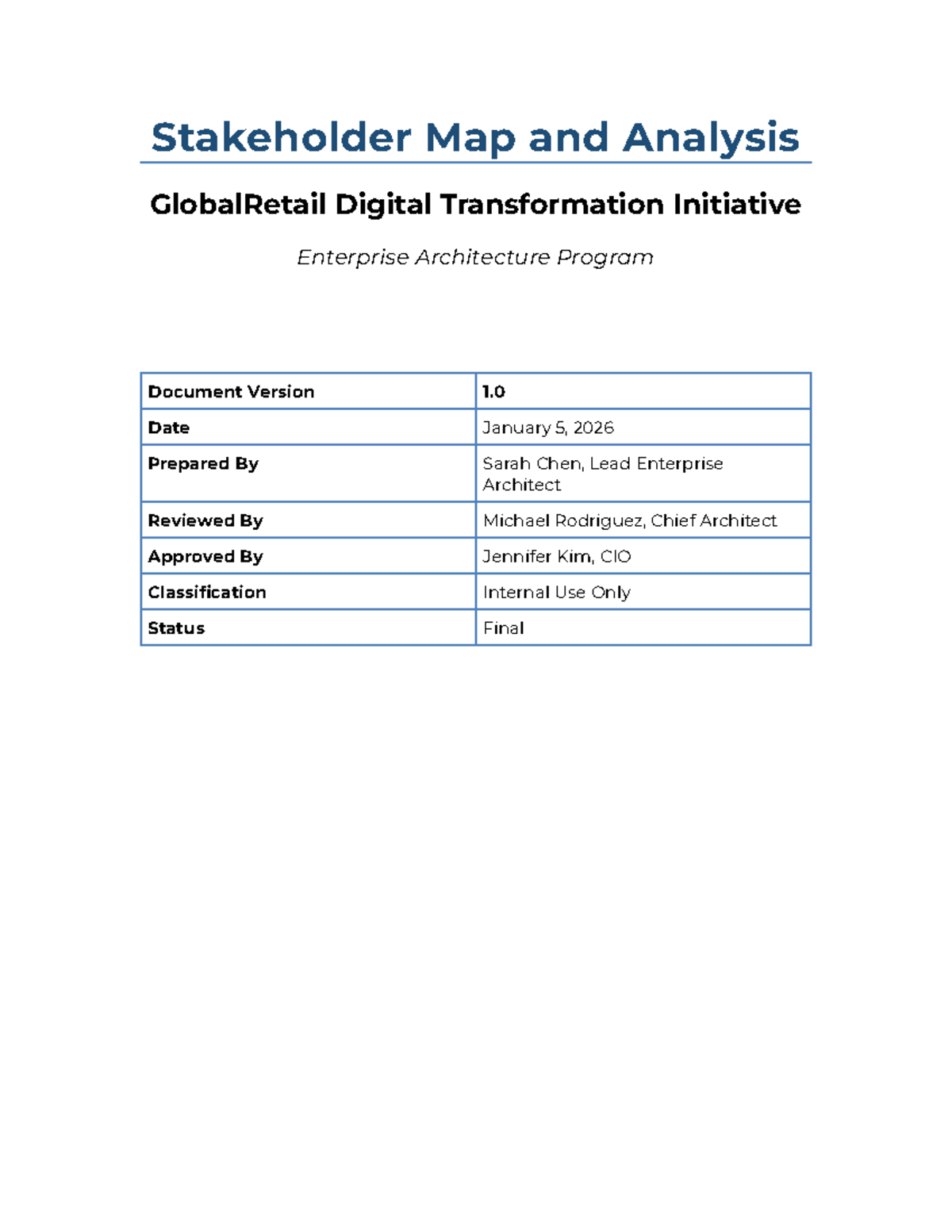 Stakeholder Map & Analysis for GlobalRetail Digital Transformation ...