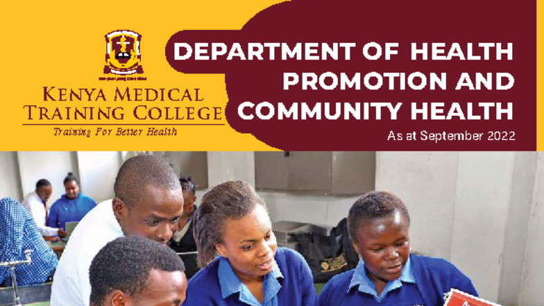 Health Promotion & Community Health Training Overview - Sept 2022 - Studocu