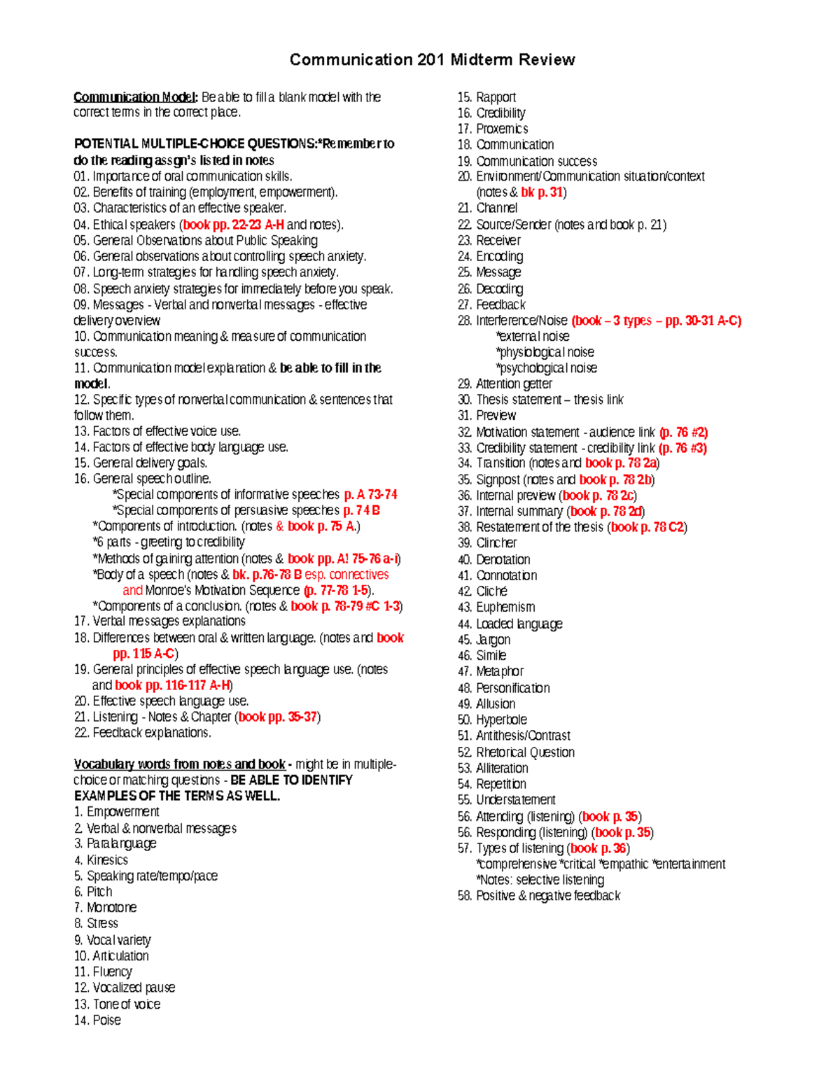 First Test (Midterm) Review - Communication 201 Midterm Review ...
