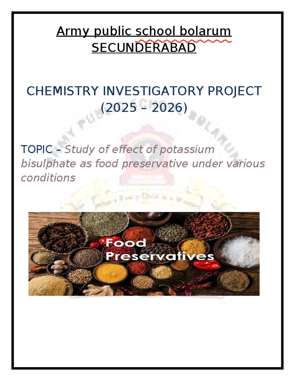 Chemistry Investigatory Project (Class 12) on Potassium Bisulphate as ...