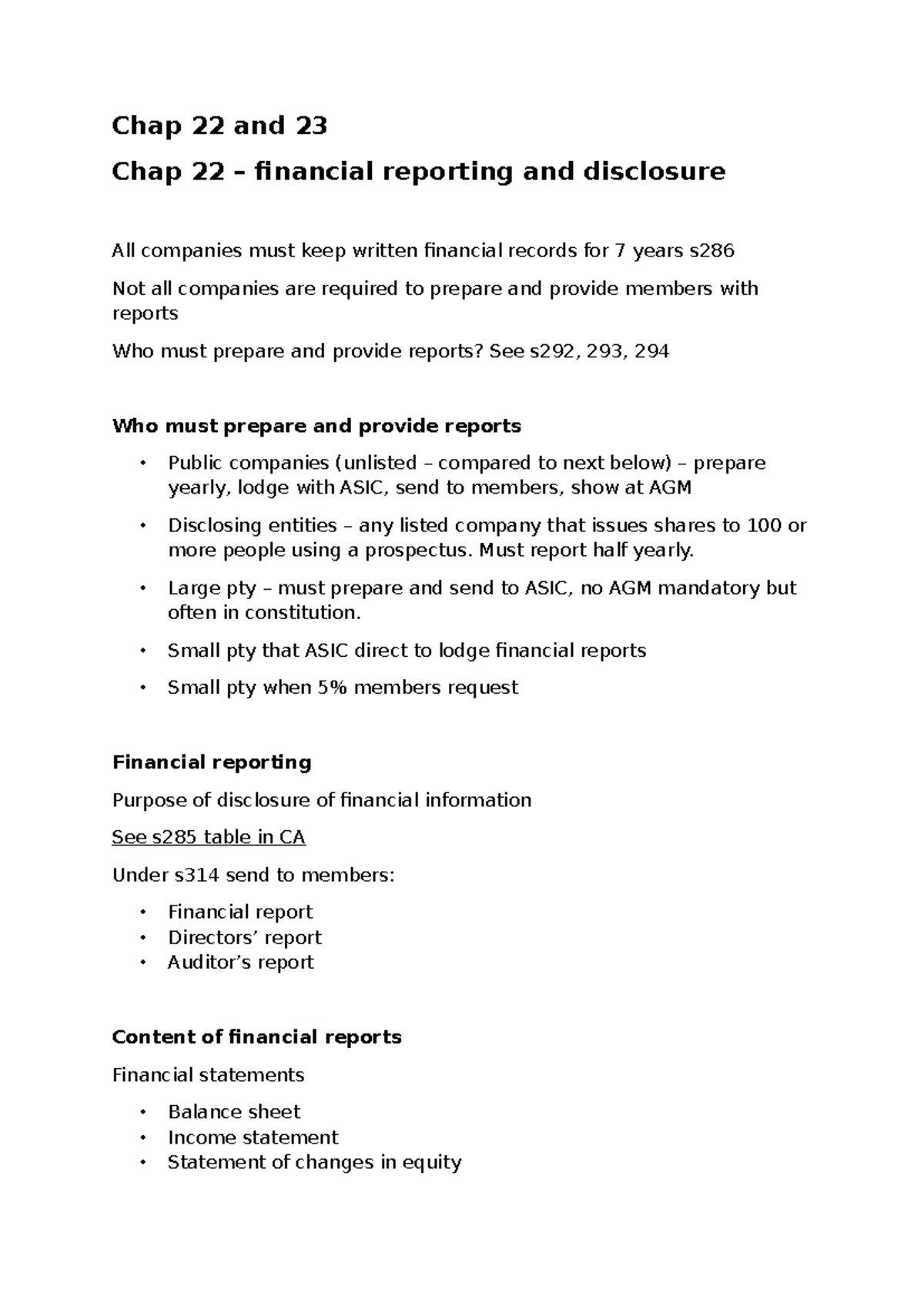 Chap 22 & 23 - Financial Reporting & Disclosure Lecture Notes (2025 Sem ...