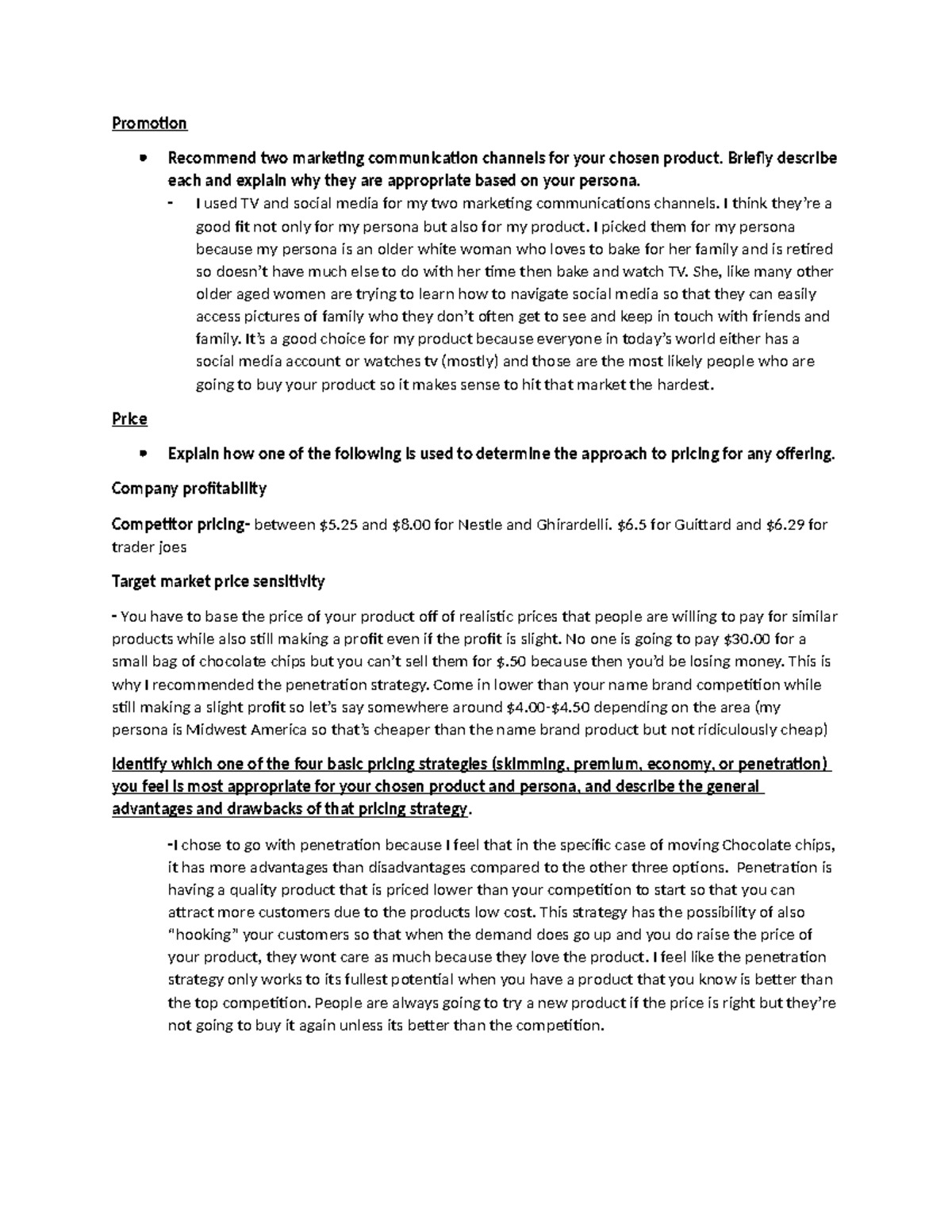4-2 - Week 4 Marketing Strategy and Pricing Analysis Assignment - Studocu