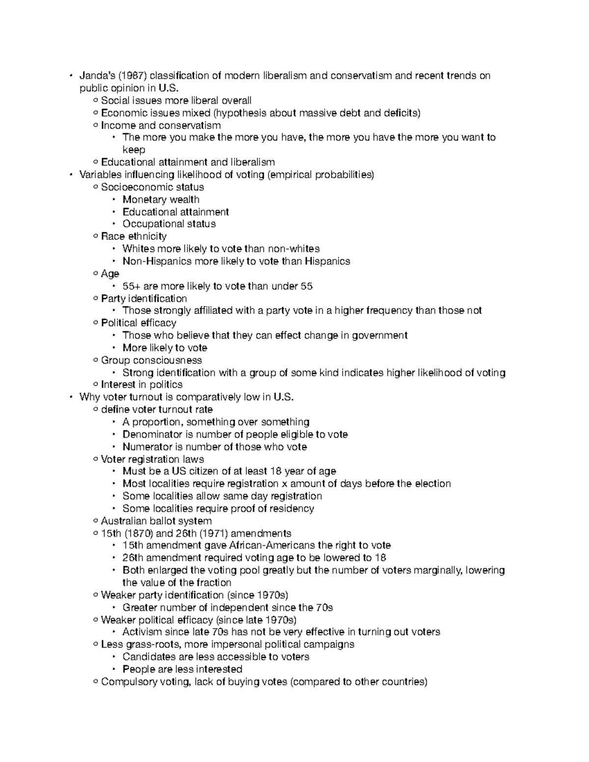 Poli Sci Lecture Notes on Voting Behavior & Political Trends - Studocu