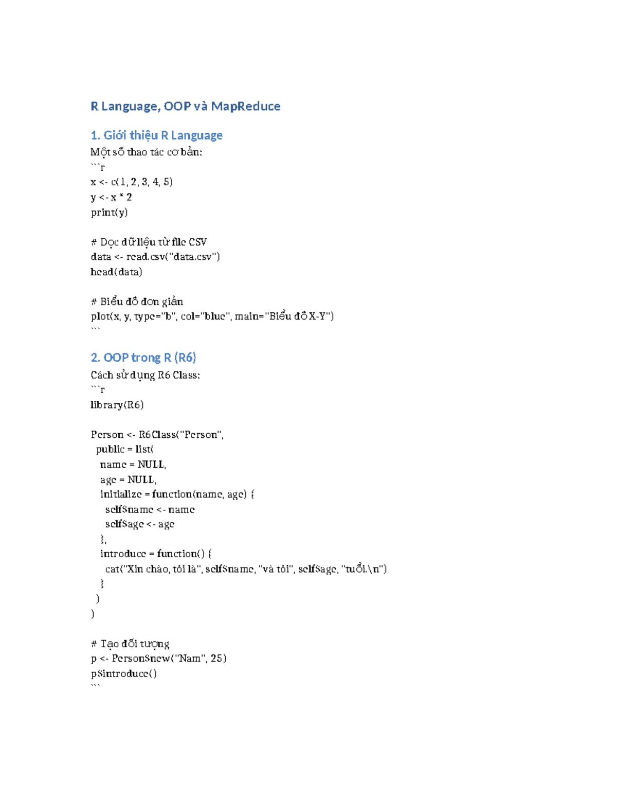 R Language OOP and MapReduce Concepts Explained - Studocu