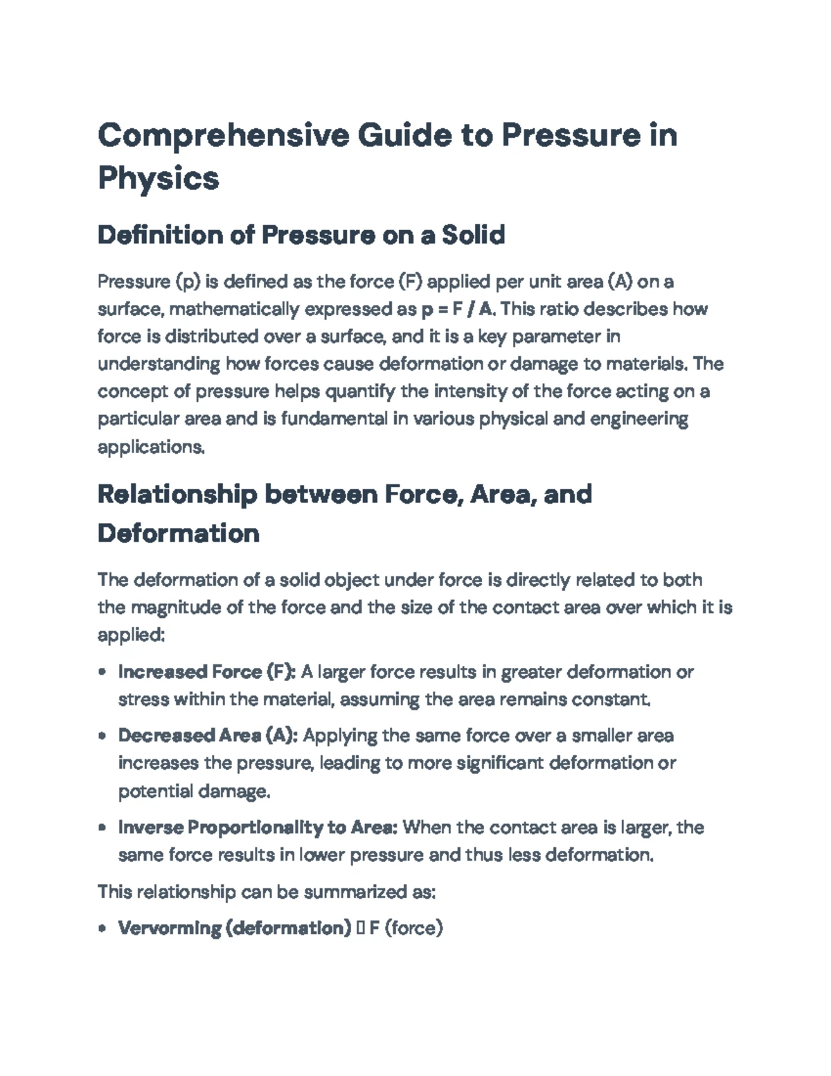 Comprehensive Guide to Pressure & Force Management (Druk) - Studocu