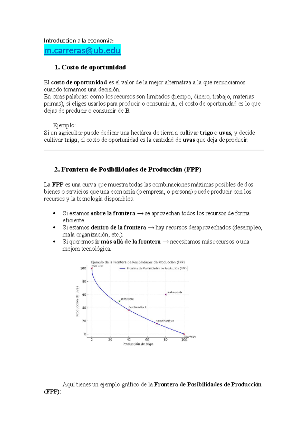 Introducción a la Economía: Costo de Oportunidad y Equilibrio de ...