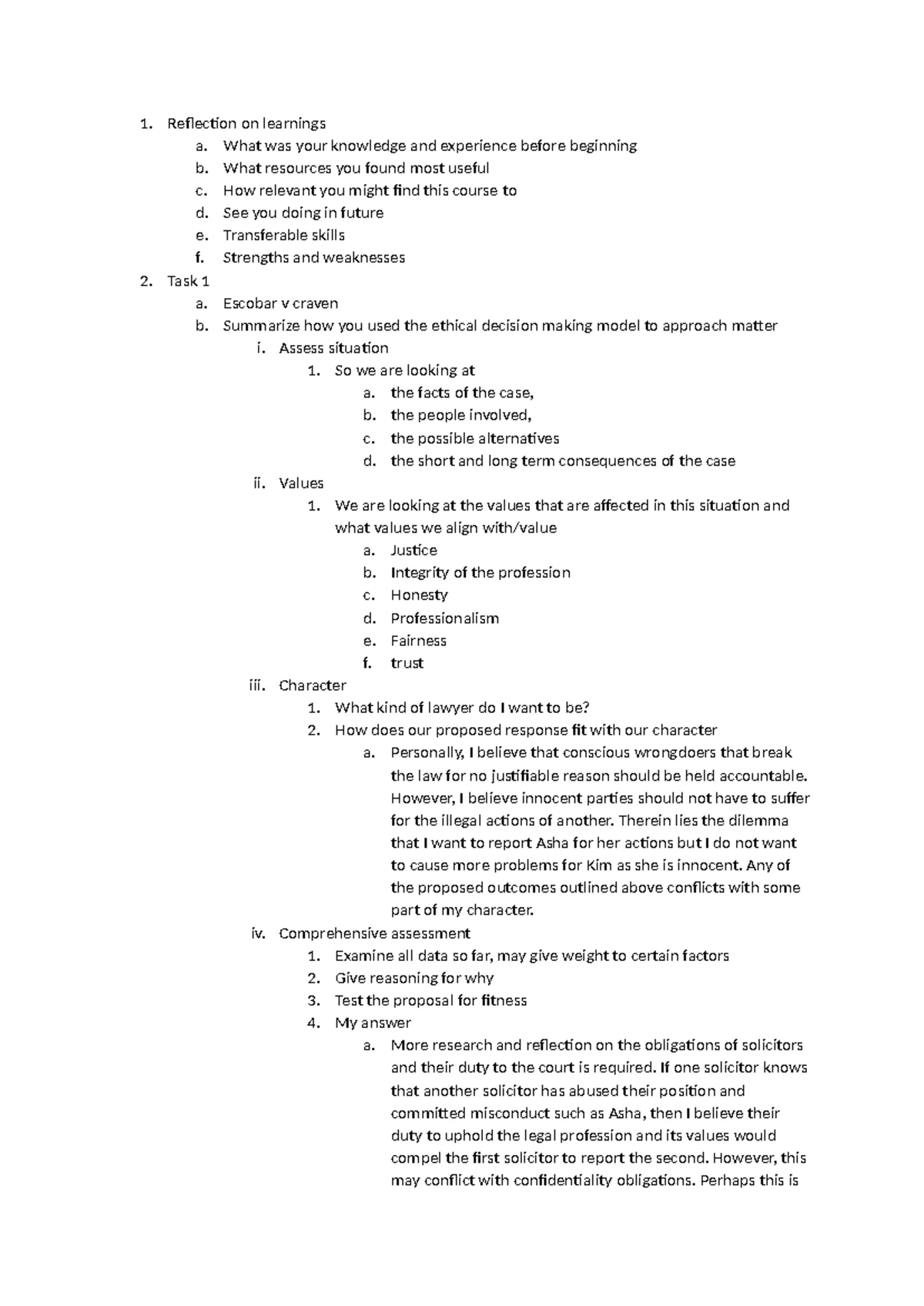 C352 Ethical Decision-Making Model: A Five-Step Framework - Studocu