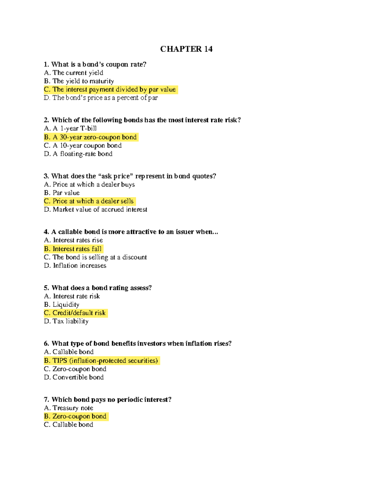MCQs for Chapters 14, 16, 18, and 19 - Finance Study Guide - Studocu