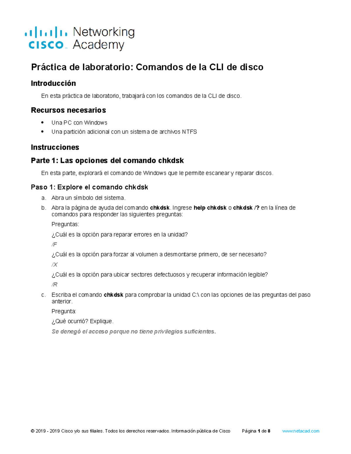 11.4.3.2 Lab - Comandos CLI para Gestión de Discos en Windows - Studocu
