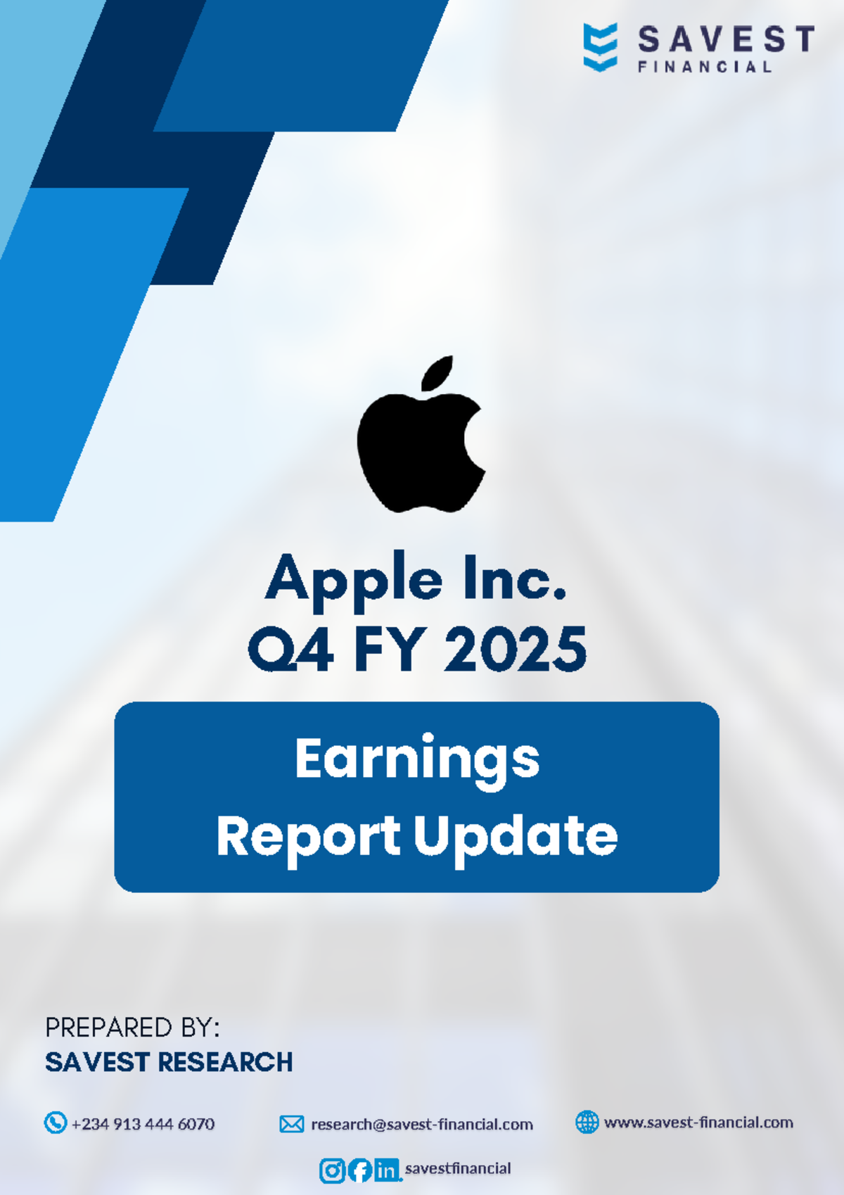 Apple Inc. Q4 FY 2025 Earnings Report Update - SAVEST RESEARCH - Studocu