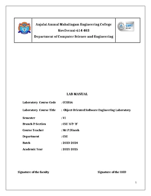 Object Oriented Software Engineering Lab Manual (OOSE CCS) - Studocu