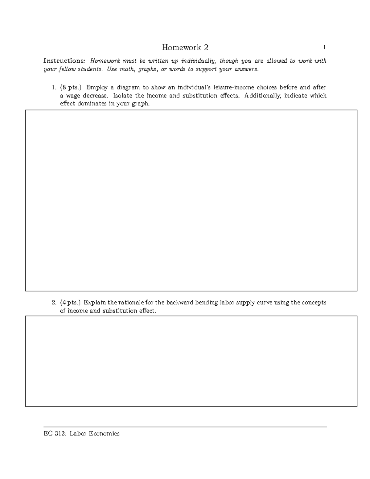 EC 312: Labor Economics - Homework 2 Instructions and Analysis - Studocu