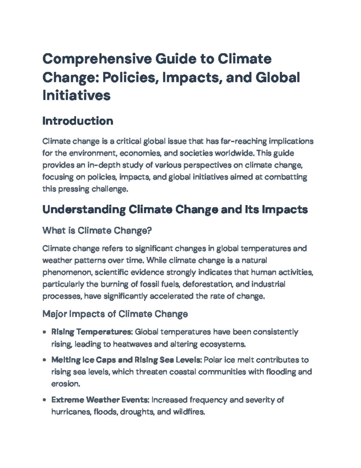 Comprehensive Overview of Climate Change Policies & Global Initiatives ...