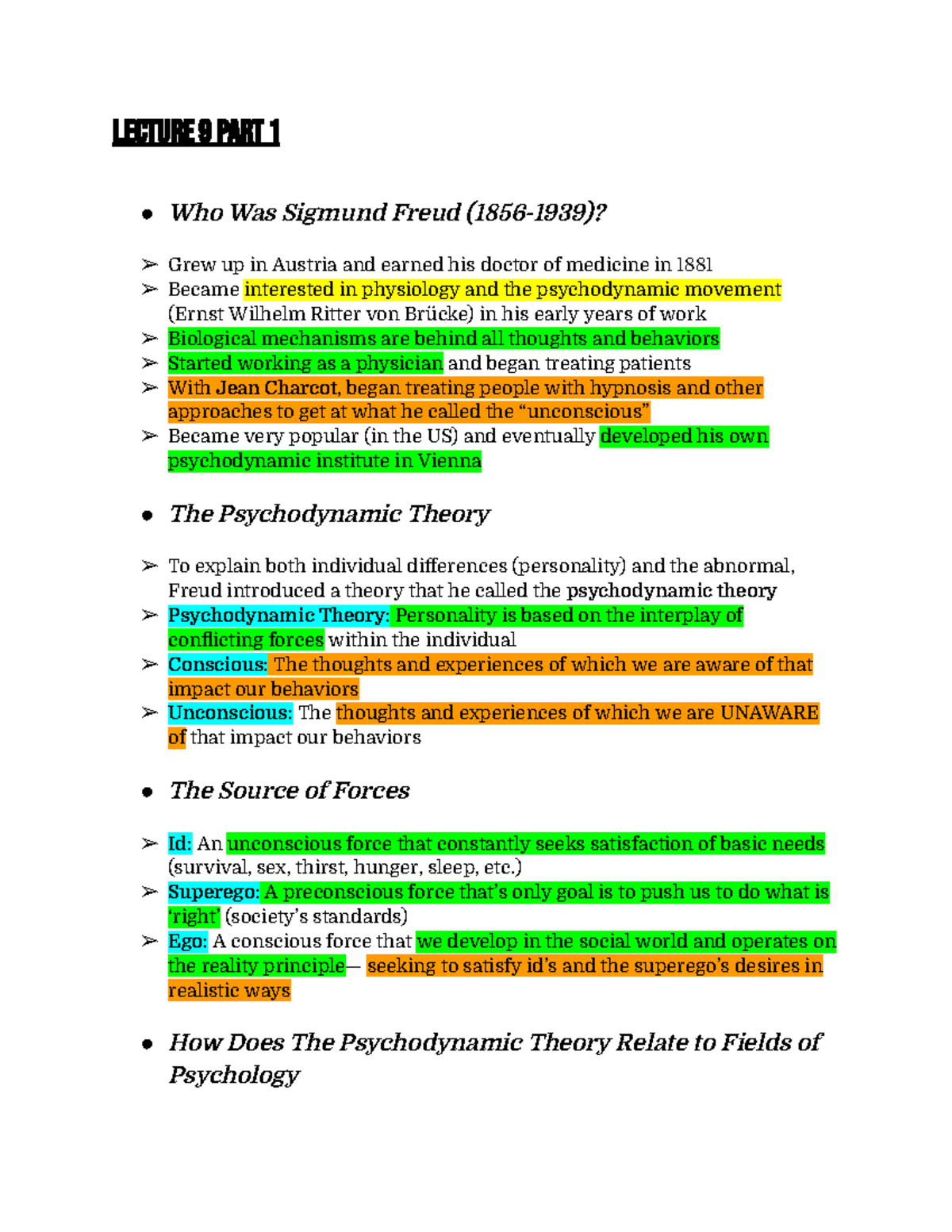 Lecture 9: Freud and Theories of Personality - Studocu