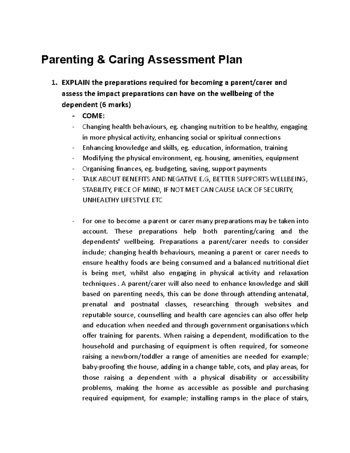 CAFS Assessment Plan - Parenting & Caring: Preparing for Wellbeing ...