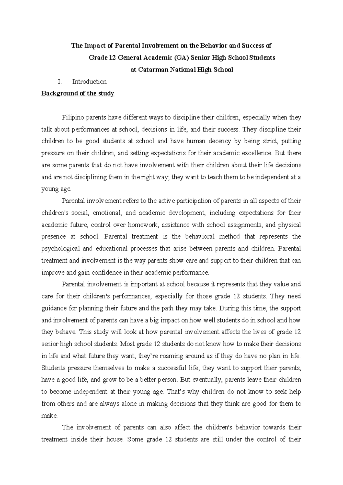 GG SA Research - The Impact of Parental Involvement on SHS Success ...