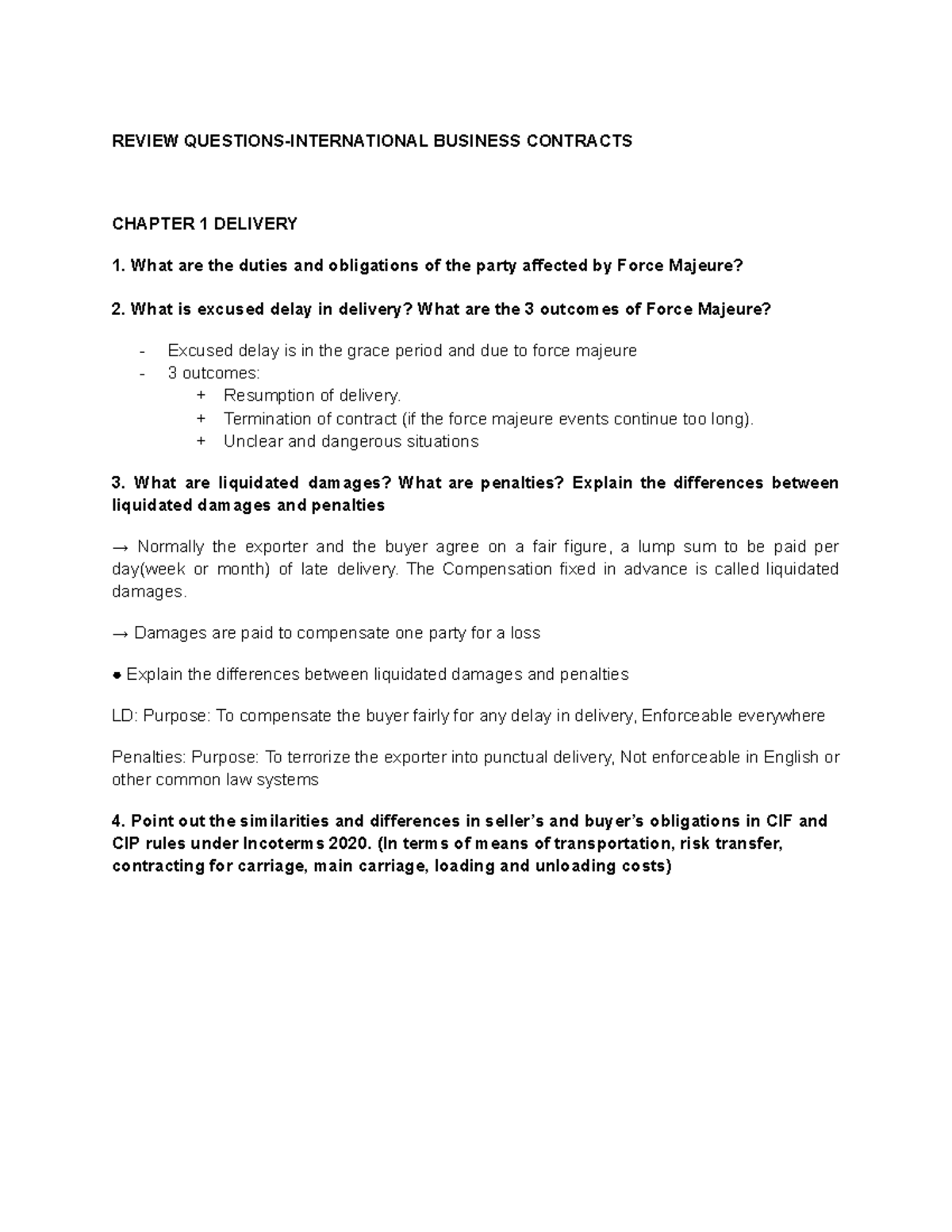 Review Questions - International Business Contracts (IB 101) - Studocu