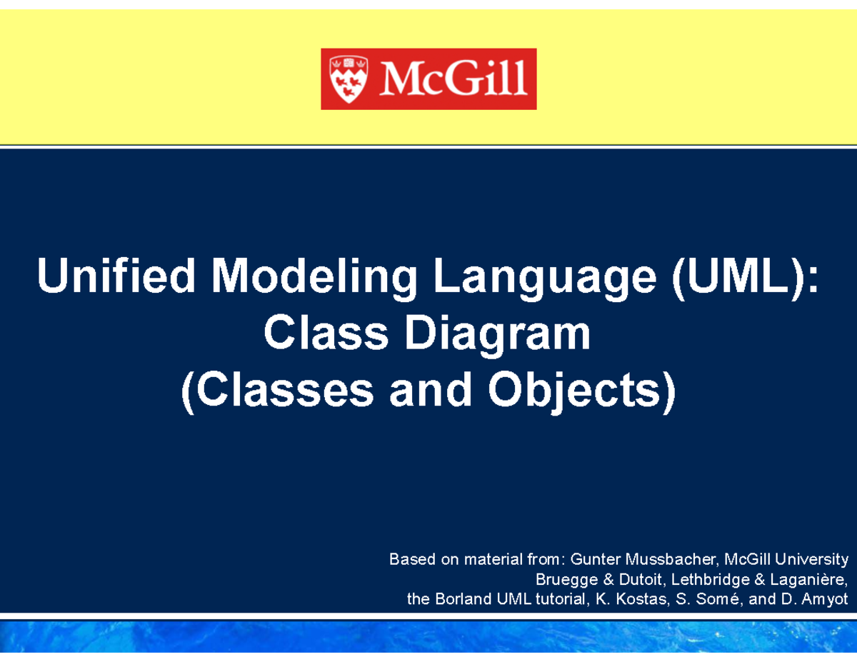 ECSE223 Final Exam: UML Class Diagrams Overview and Concepts - Studocu