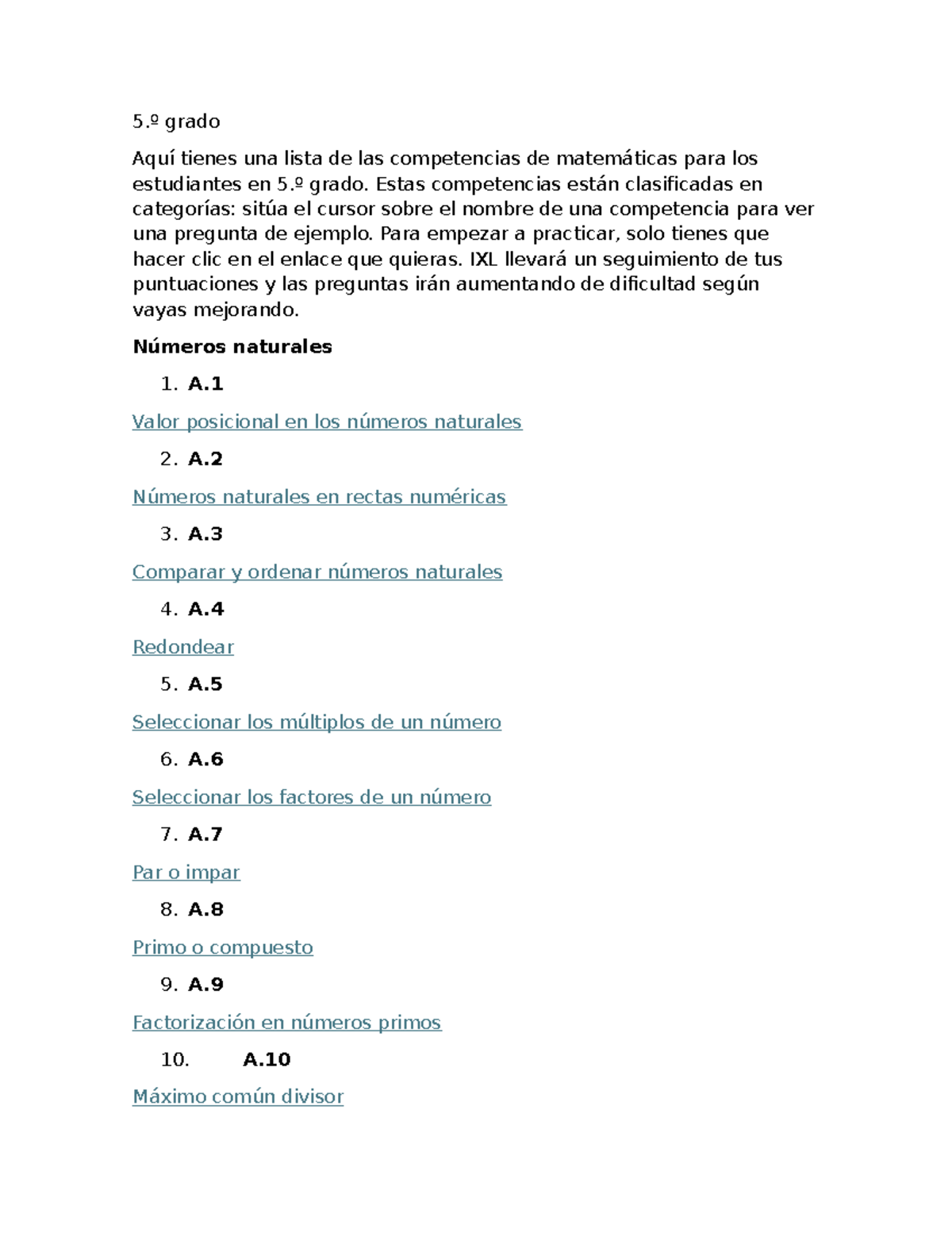 Competencias de Matemáticas para 5.º Grado - MUY BUENO - Studocu