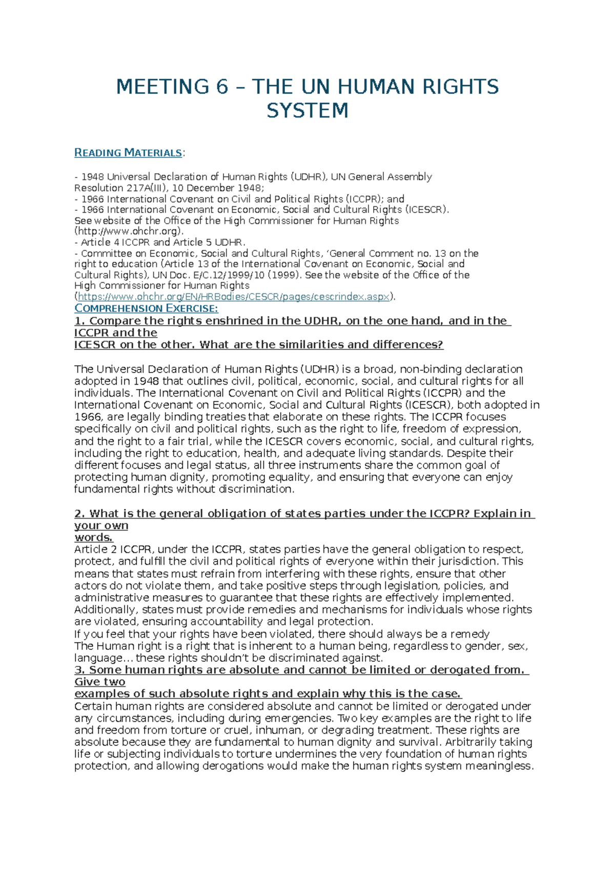 Meeting 6: Understanding the UN Human Rights System and Education ...