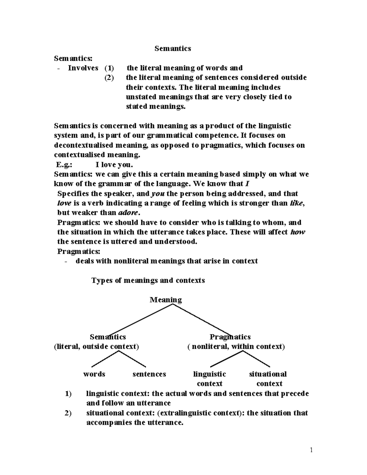 Semantics - Semantic - Semantics Semantics: Involves (1) the literal ...