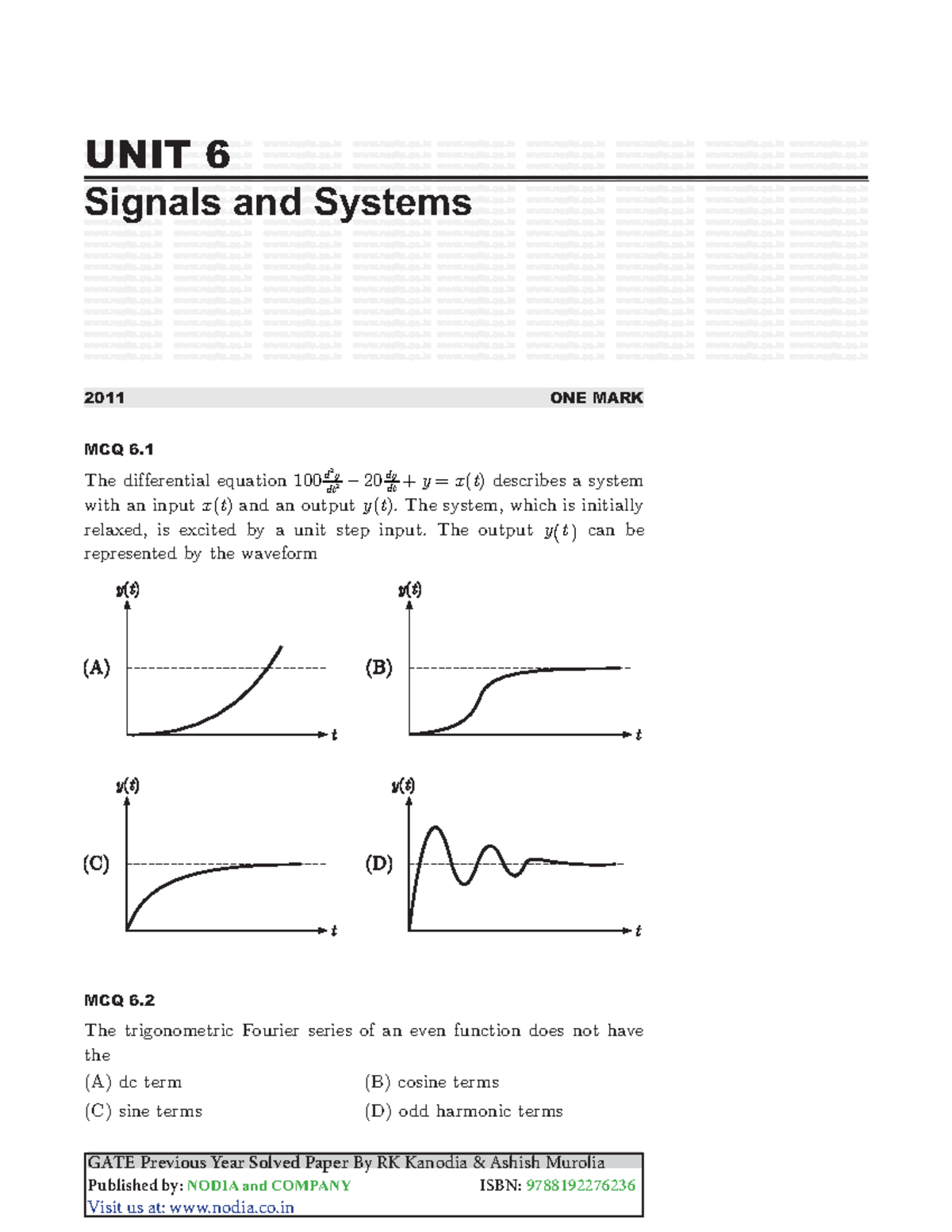 Dokumen - Good - UNIT 6 Signals and Systems GATE Previous Year Solved ...
