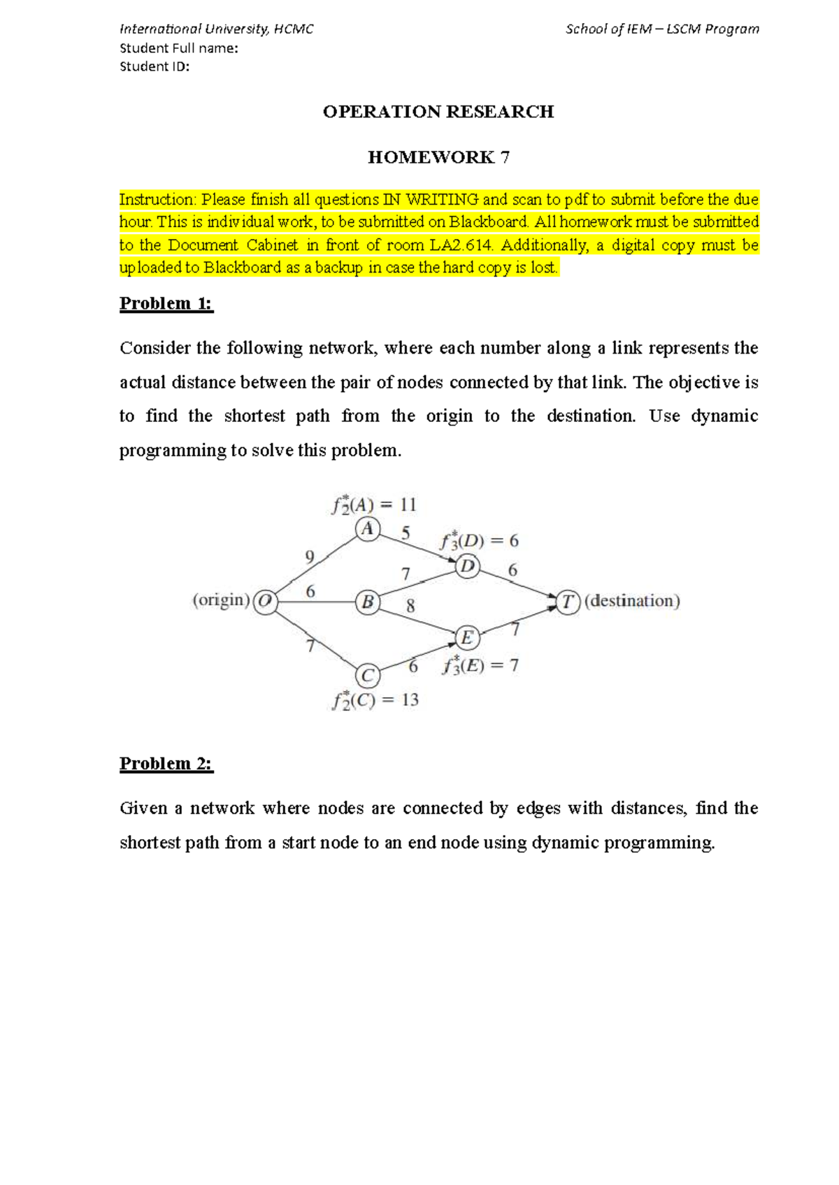 OR Homework 7 - Dynamic Programming & Course Selection Strategies - Studocu