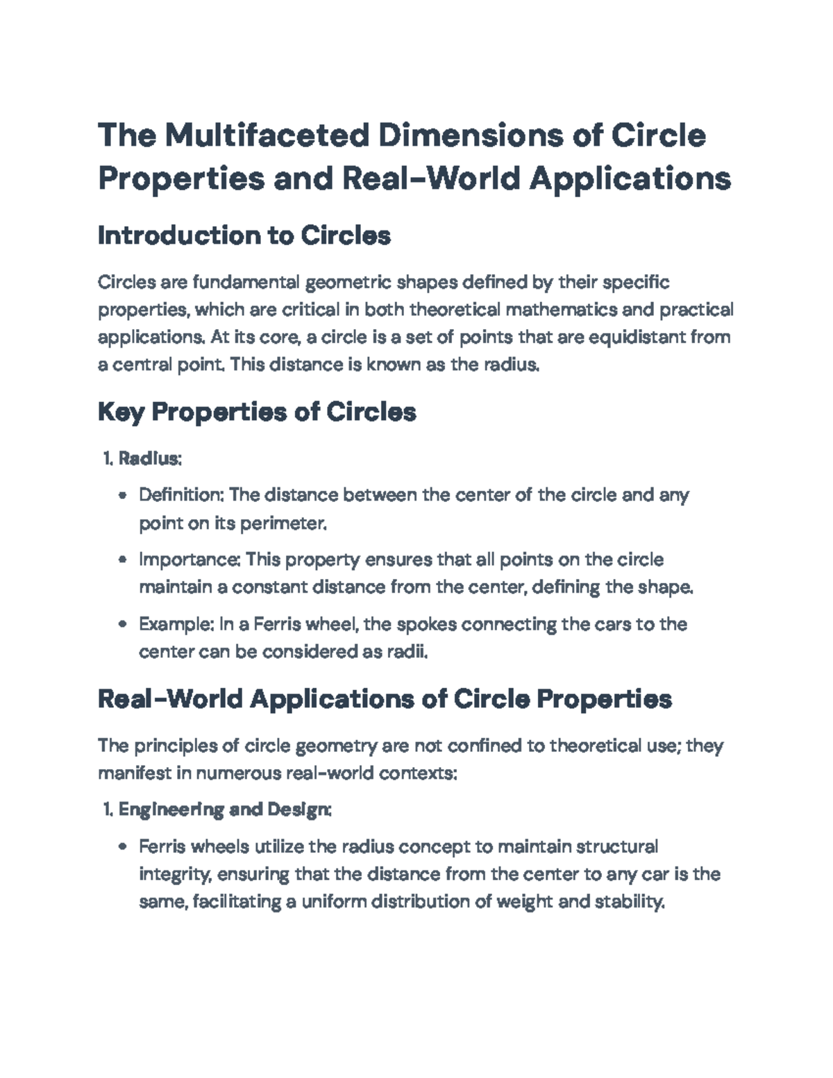 Understanding Circle Properties: Applications and Mathematical Insights ...