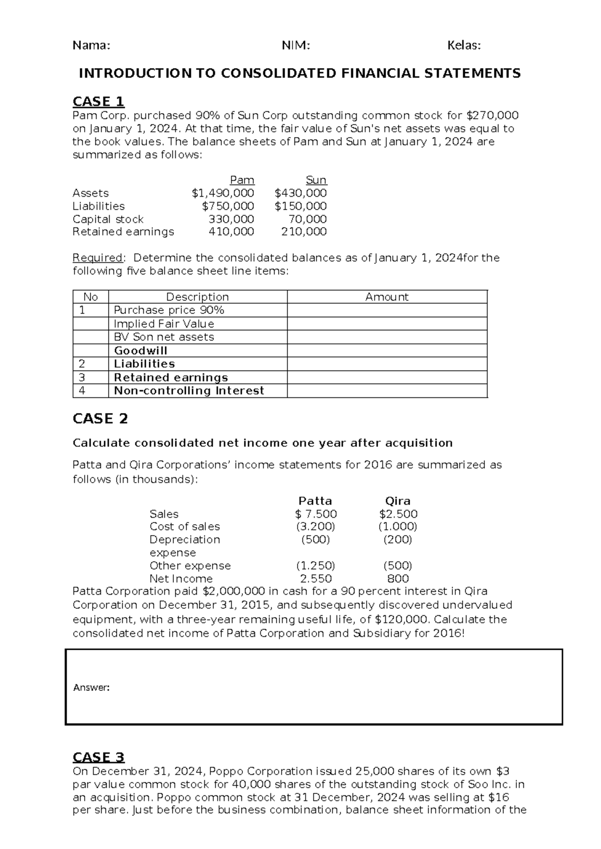 Case TM 3 - Consolidated Financial Statements Analysis - Studocu