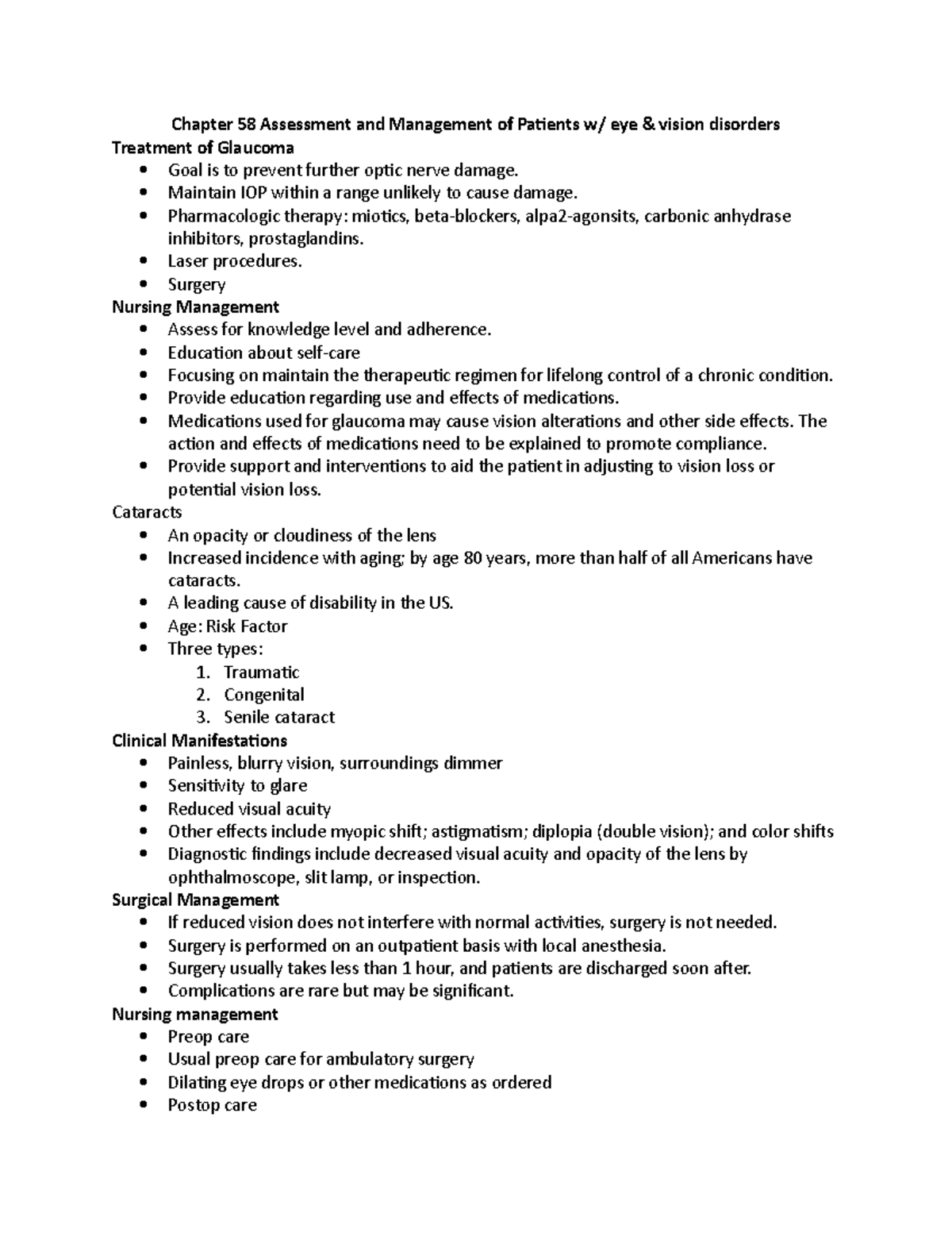 Chapter 58 Assessment & Management of Patients w/ Eye & Vision ...