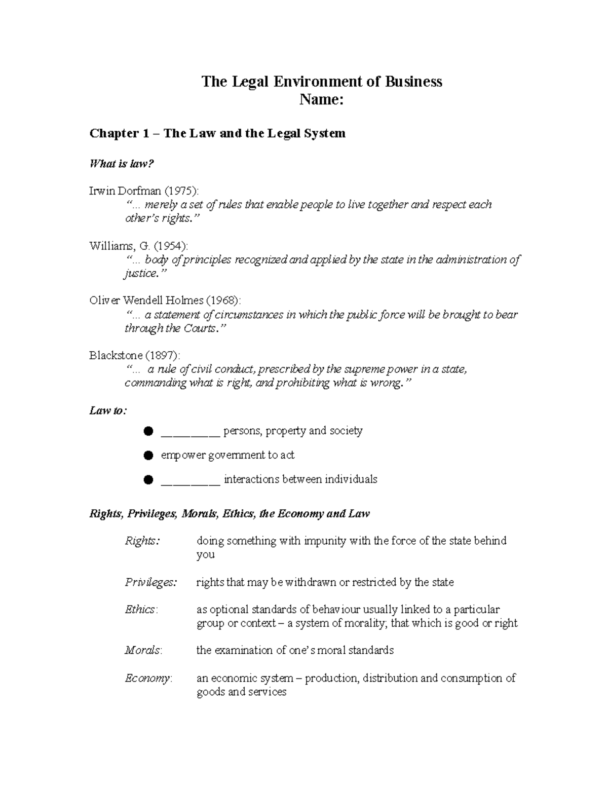 The Legal Environment of Business: Chapter 1 Overview of Law and Legal ...