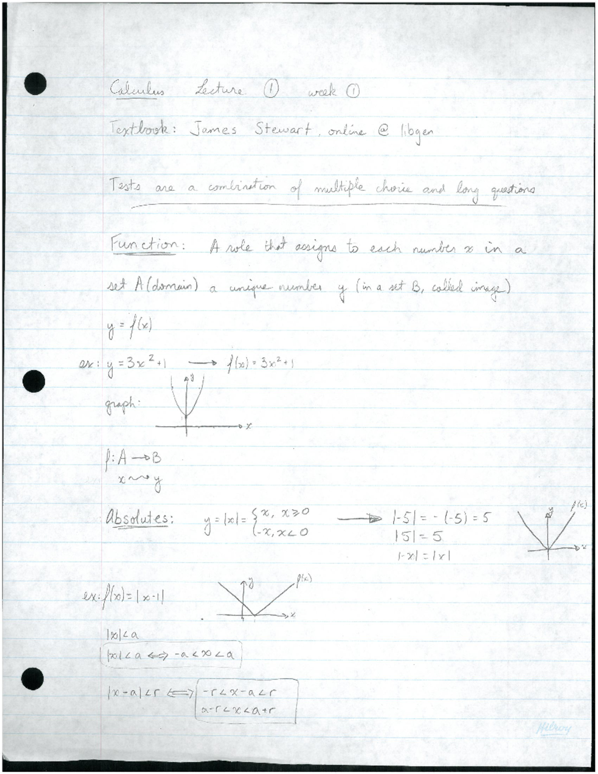 Calculus for Engineering or Physics - Lecture notes - math 1004 h 1 ...