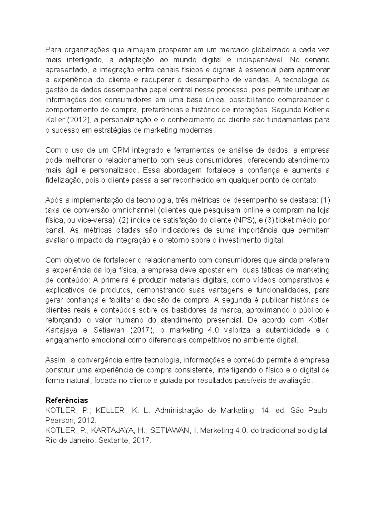 AV1 Marketing Digital e Transformação Digital nas Organizações - Studocu