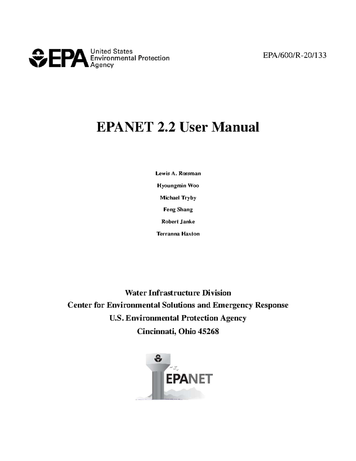 EPANET 2.2 User Manual: Comprehensive Guide for Water Distribution ...
