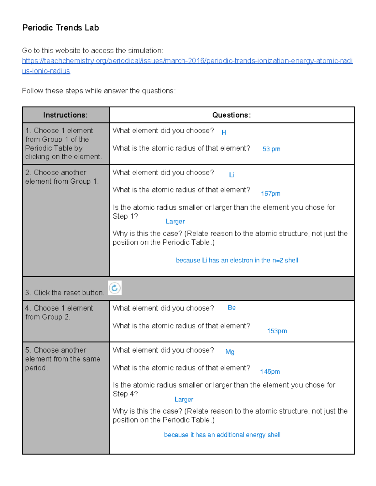 Periodic Trends Lab - Phase changes gizmo - Periodic Trends Lab Go to ...