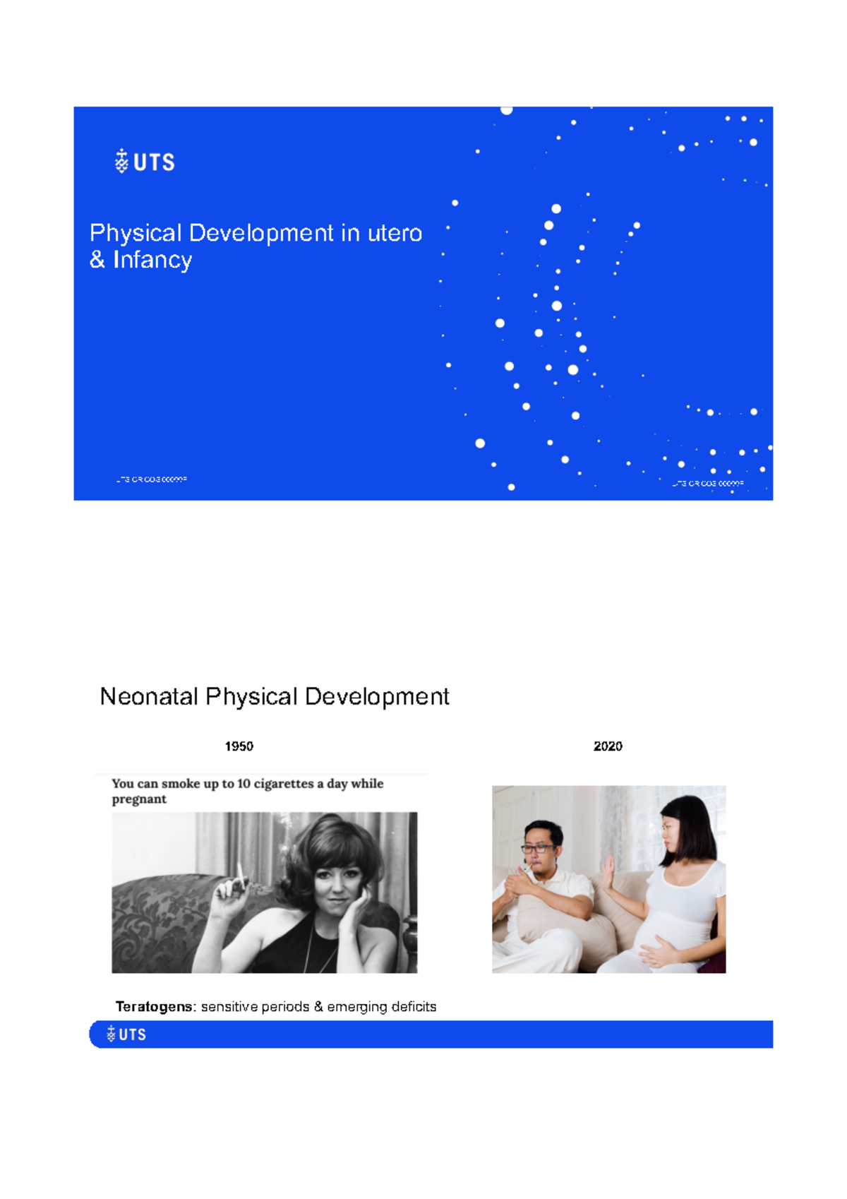 Week 2 Physical and Cog development Infancy Canvas - UTS CRICOS 00099F ...