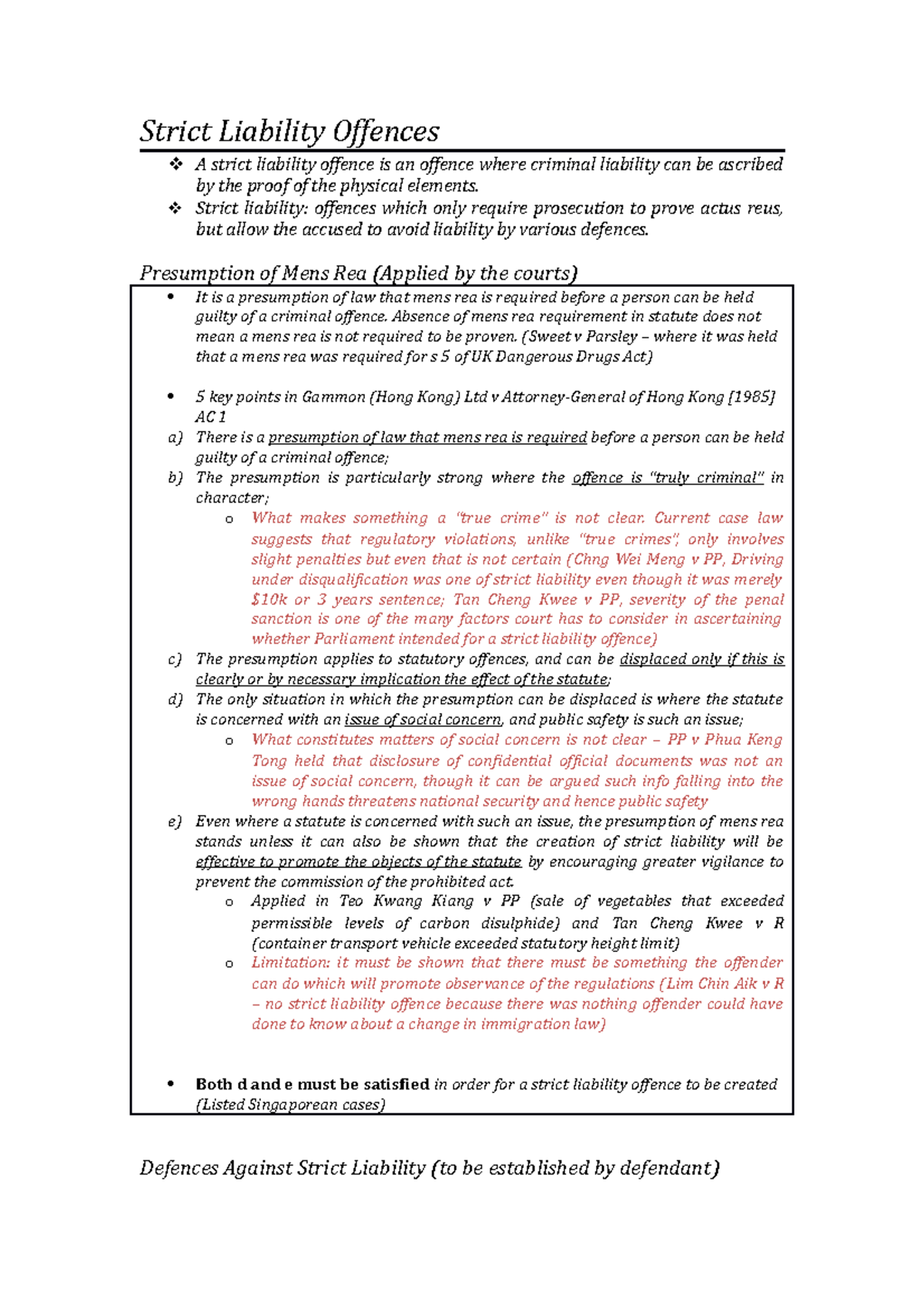 Strict Liability Offences: An In-Depth Analysis and Defences - Studocu
