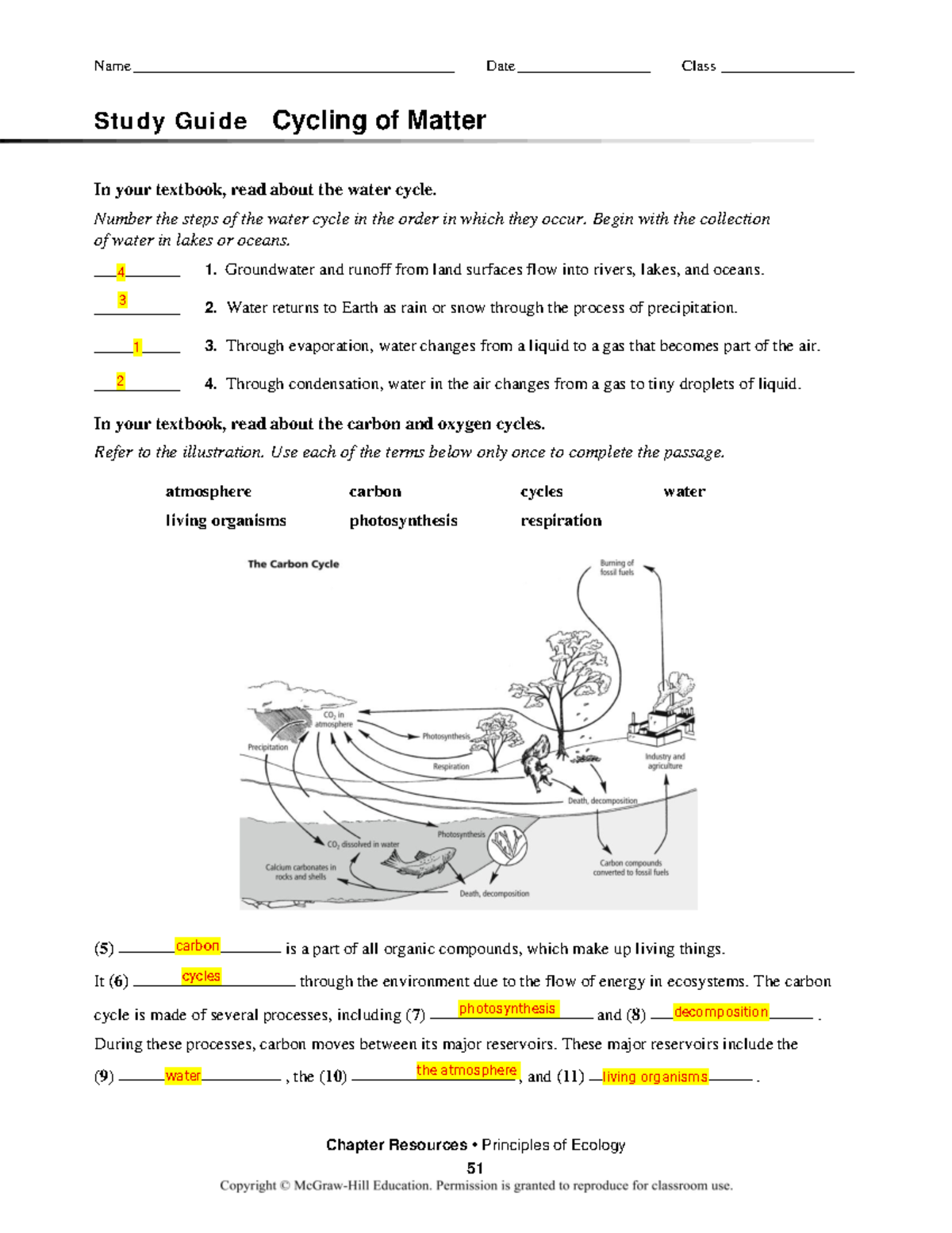 Study Guide: Cycling of Matter (Ecology) - Chapter Resources - Studocu, image size:1200x1553