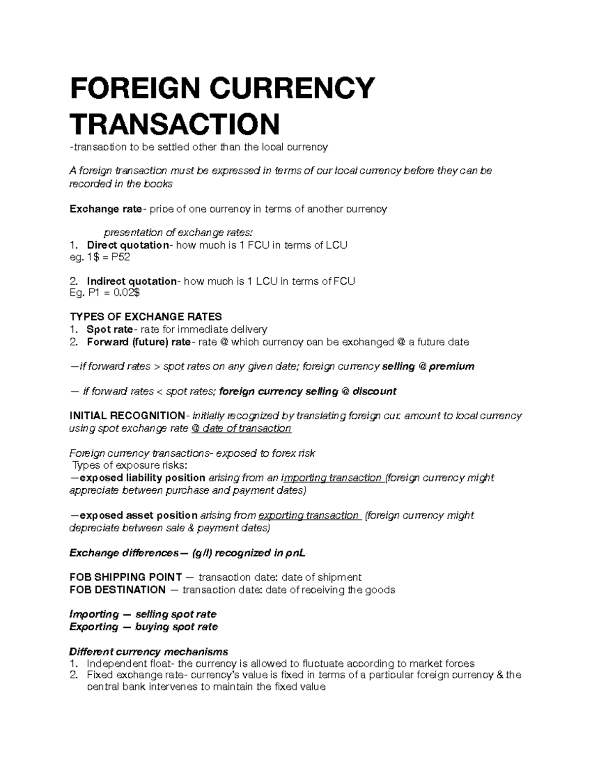 Foreign Currency Transactions: Exchange Rates & Settlement Methods ...