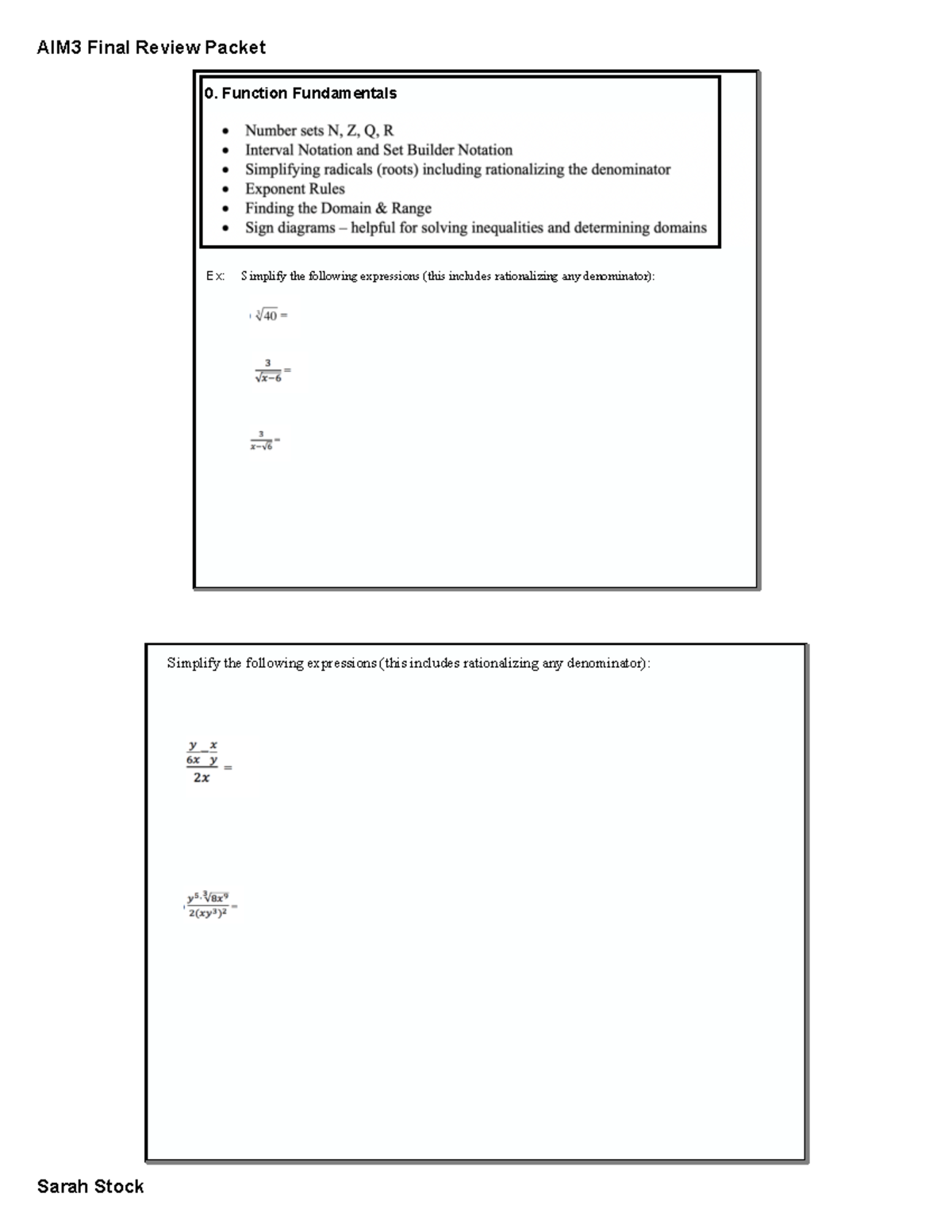 AIM3 Final Exam Review Packet: Polynomials, Trigonometry & Stats - Studocu