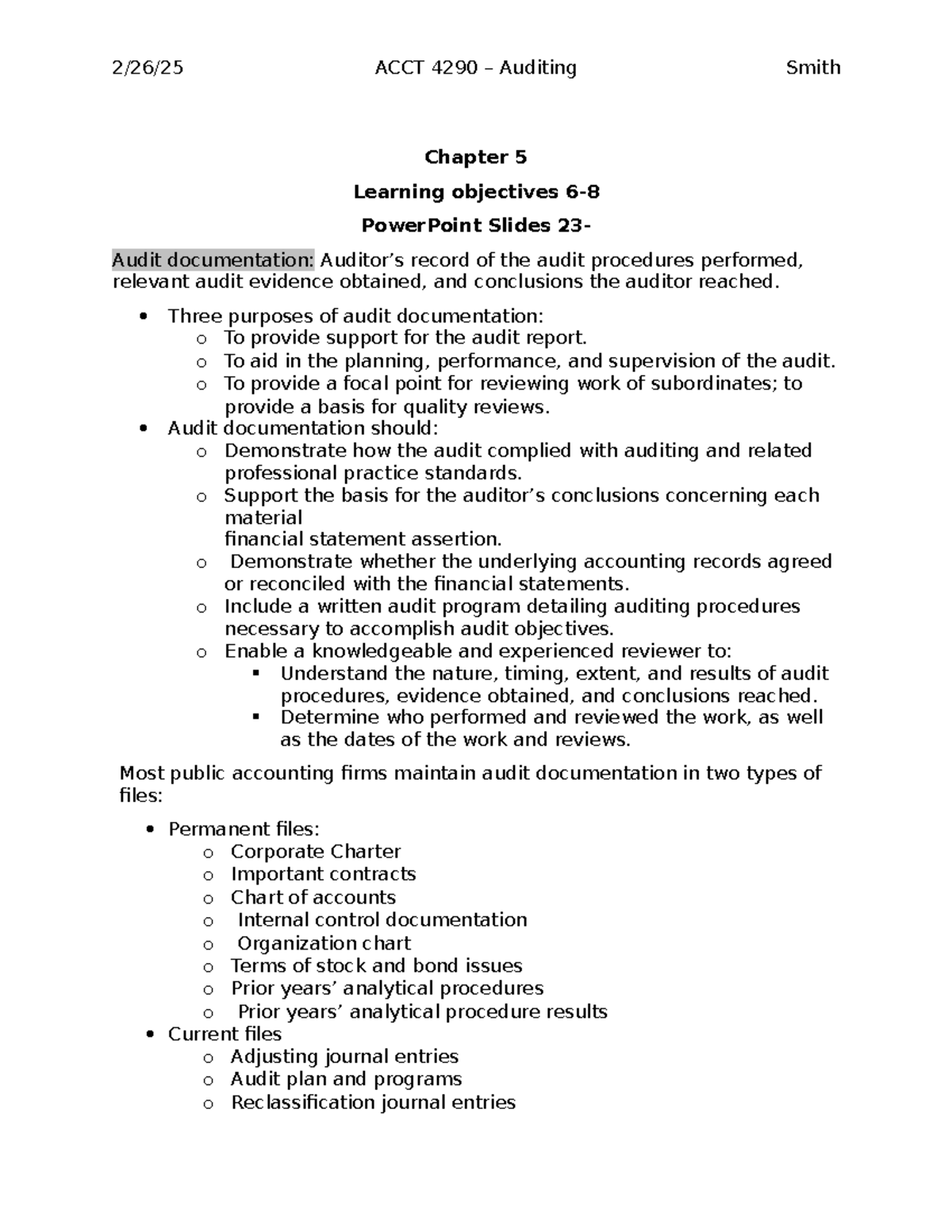 Audit Class Notes: Chapter 5.2 Overview for ACCT 4290 - Studocu