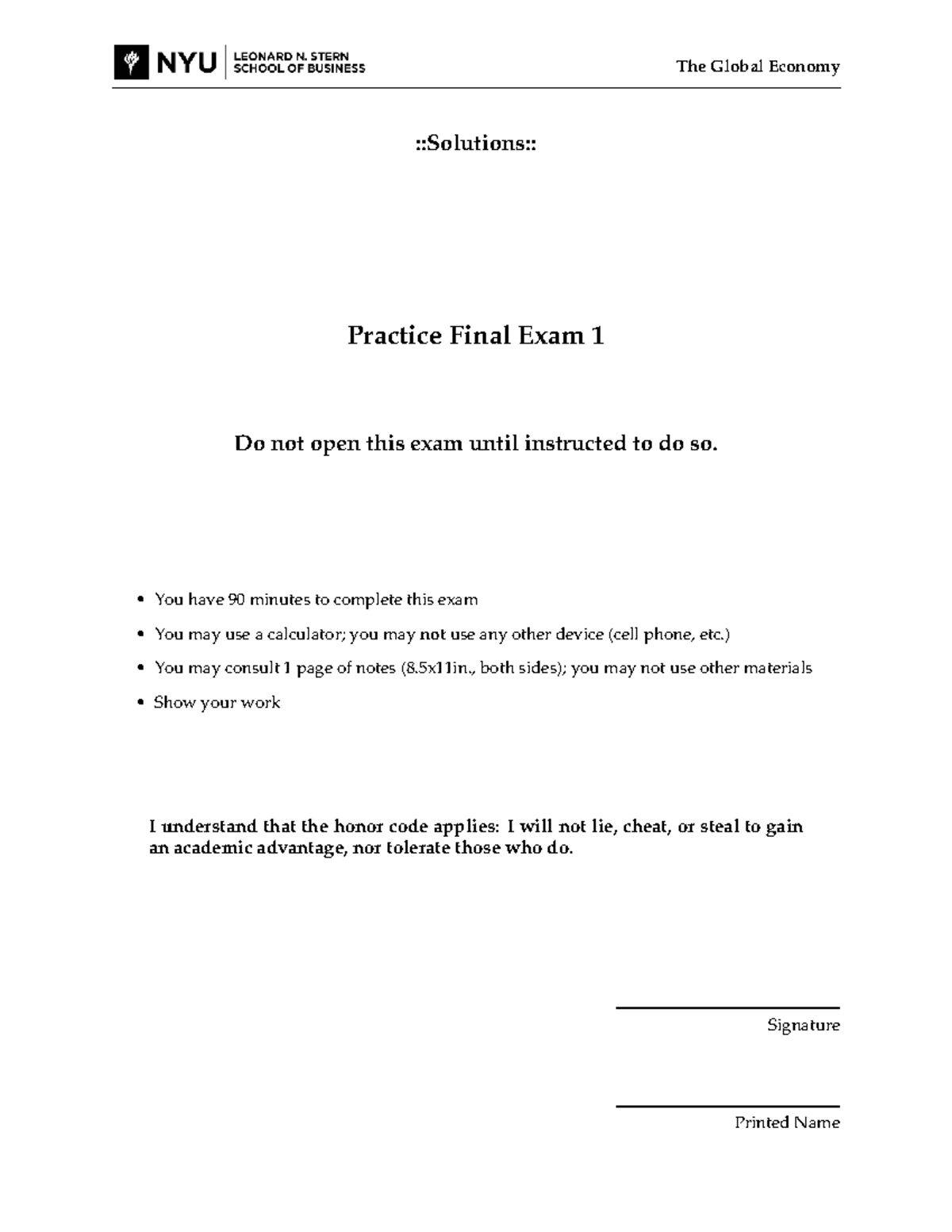 The Global Economy ECON 101 Practice Final Exam 1 Solutions - Studocu