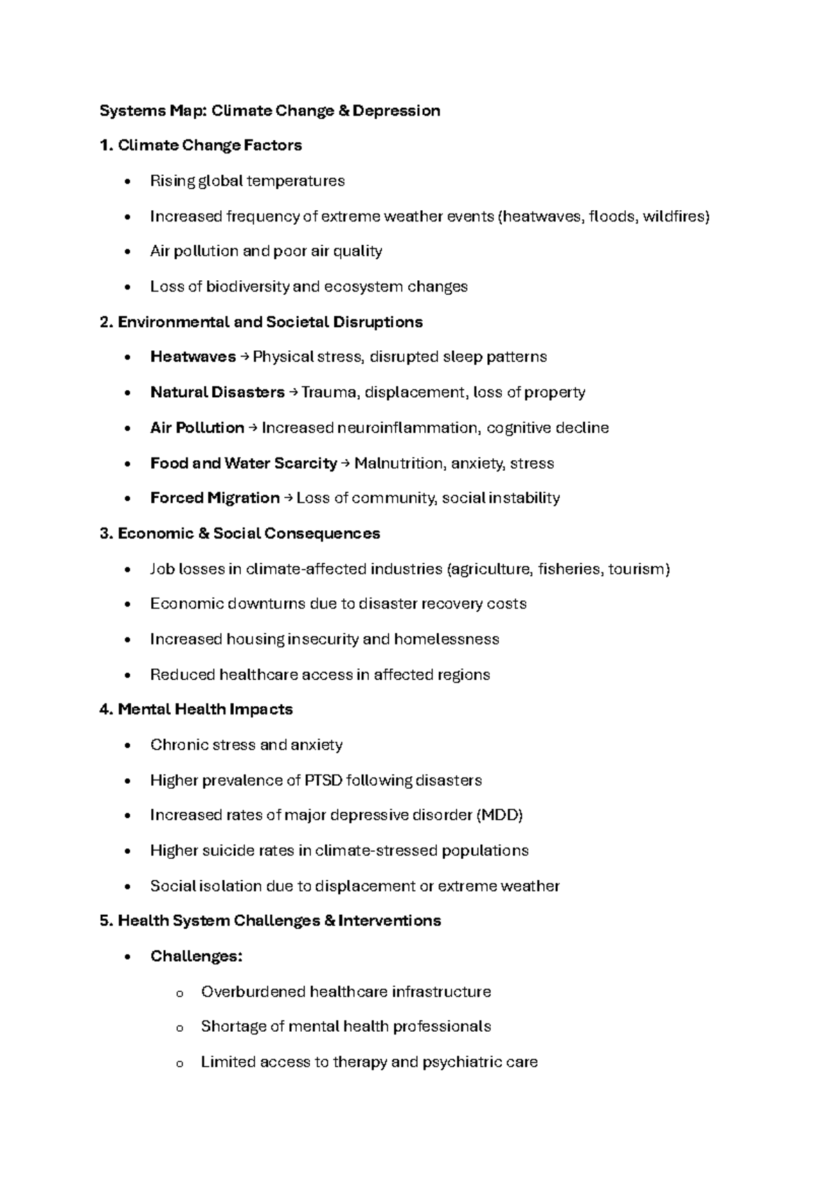 Systems Map: Climate Change & Mental Health Impacts - Studocu