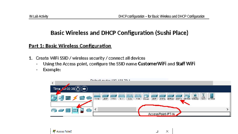 IN Lab Activity: Wireless & DHCP Configuration for Sushi Place - Studocu