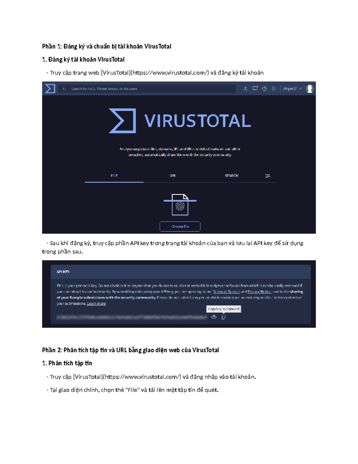 22DH114289 Lab 2: Hướng Dẫn Sử Dụng VirusTotal và API - Studocu
